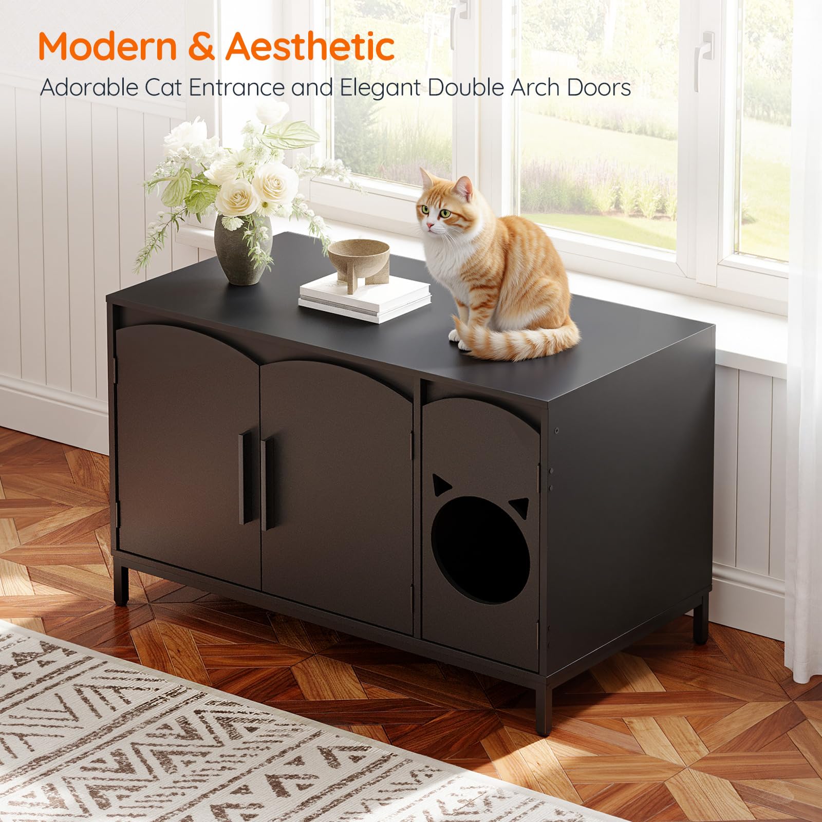 hoobro-pet-furniture-meuble-liti-re-chat-bois-noir-cach image 5