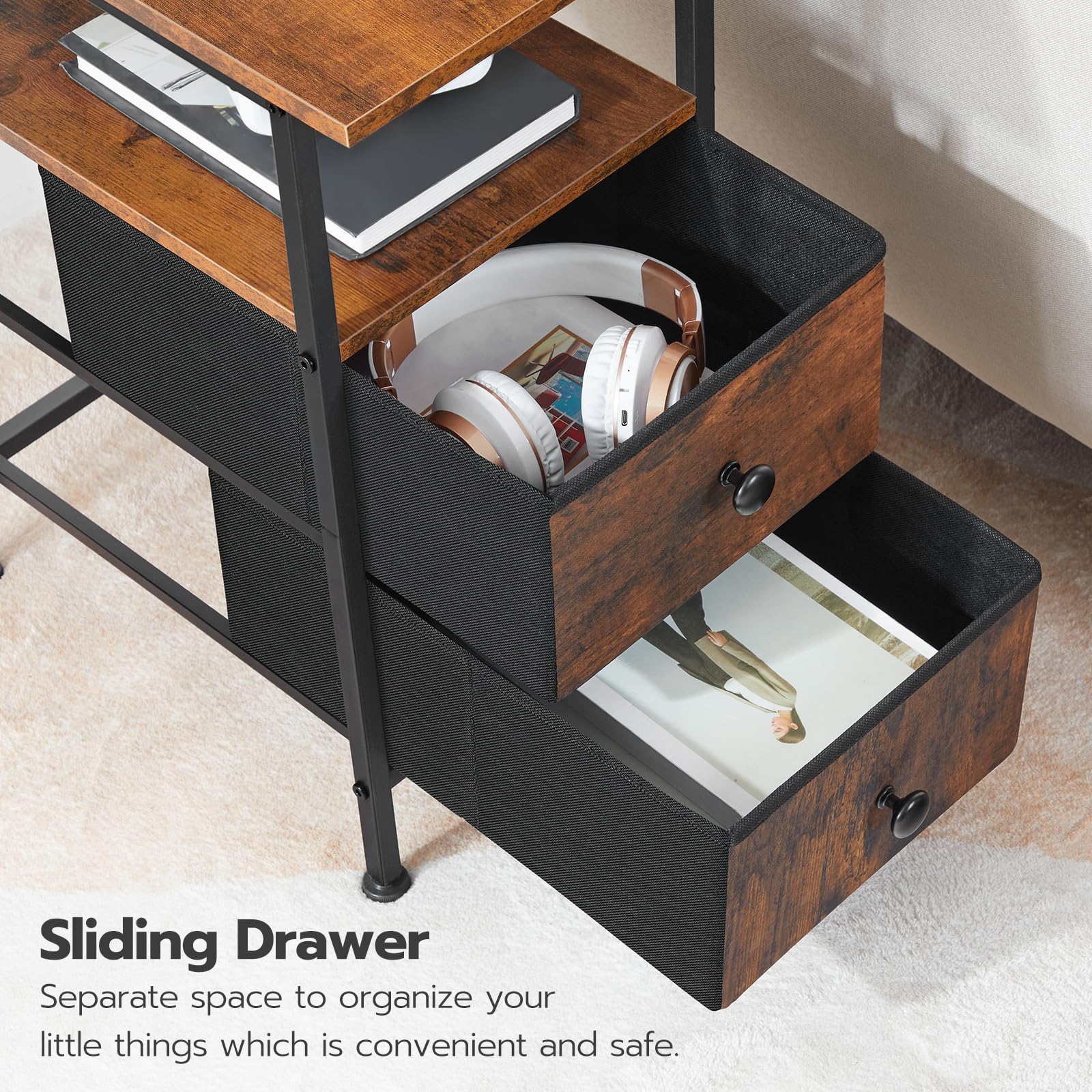 hoobro-side-tables-table-chevet-bf486ubz01-marron-prise-usb image 6