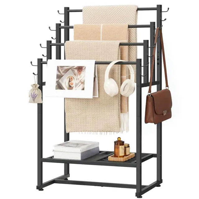 hoobro-bathroom-furniture-porte-serviettes-4-niveaux-noir image 1