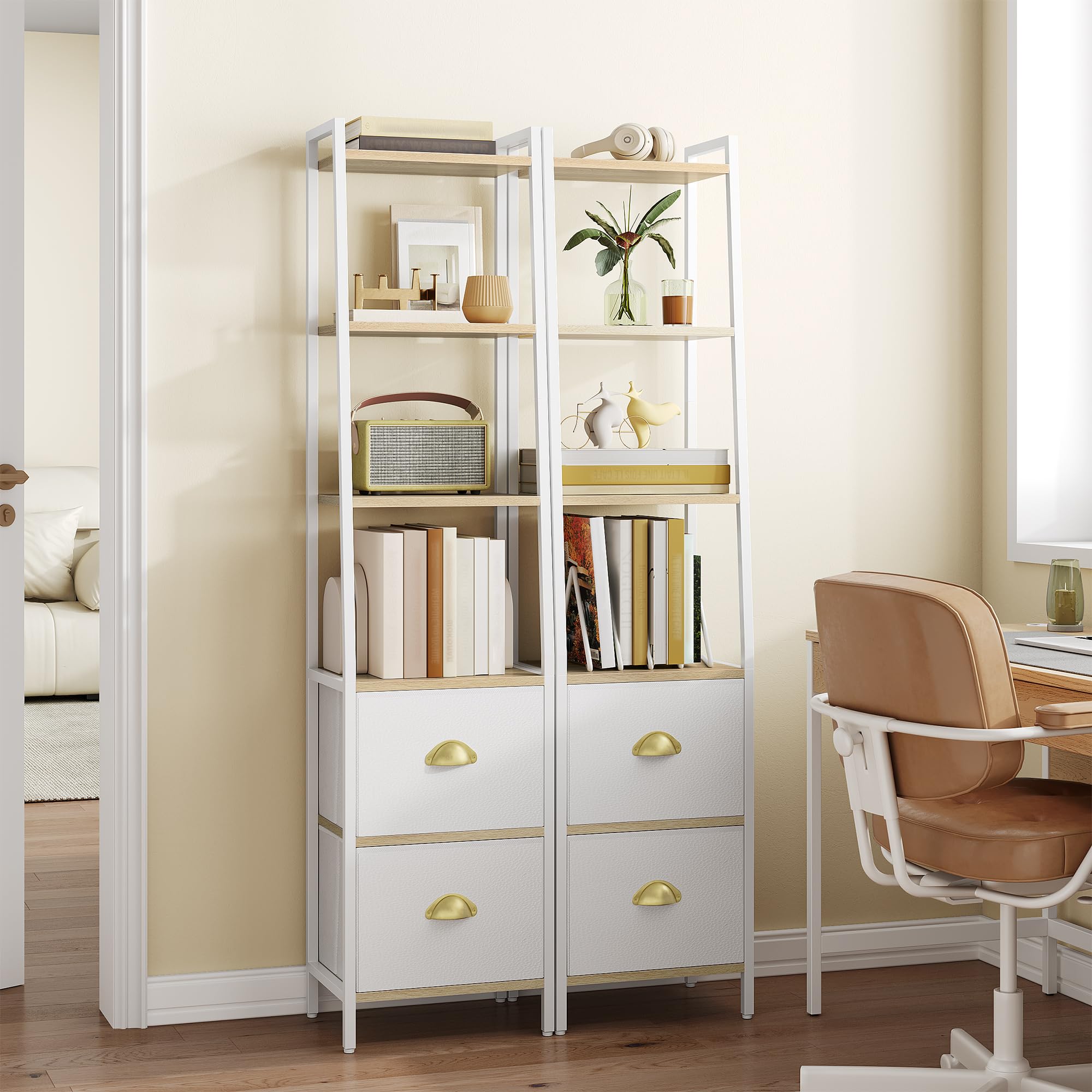 hexcelen-biblioth-ques-tag-re-ch-ne-blanc-171-6-cm-tiroirs image 3