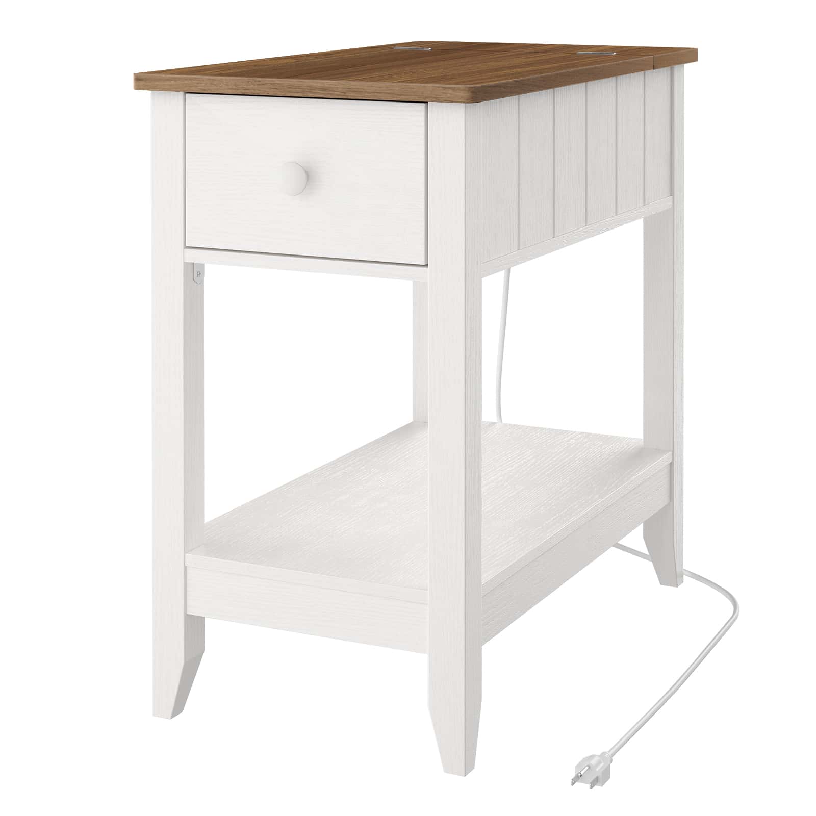 hoobro-side-tables-table-d-appoint-blanche-prises-usb image 3
