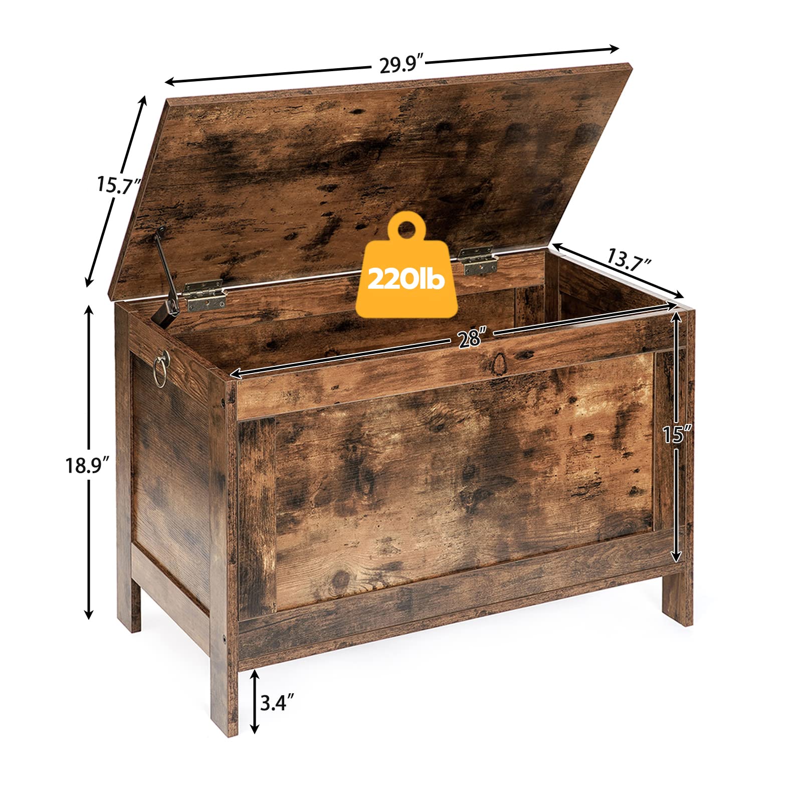 hoobro-storage-benches-coffre-jouets-bois-banc-marron image 3