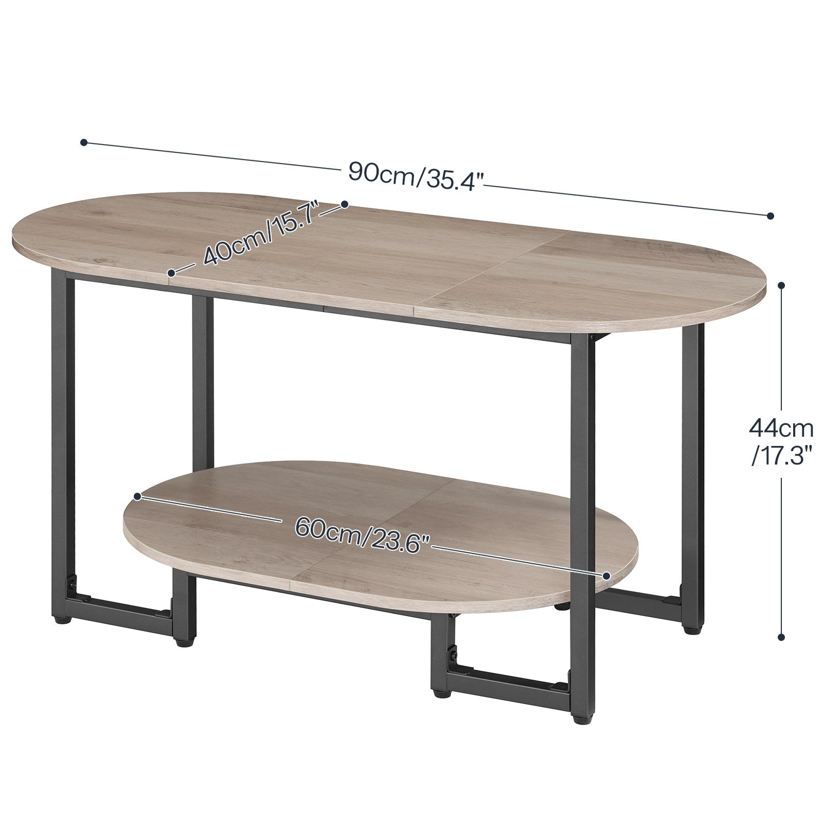 hoobro-coffee-tables-table-basse-ovale-bois-greige-2-niveaux image 4