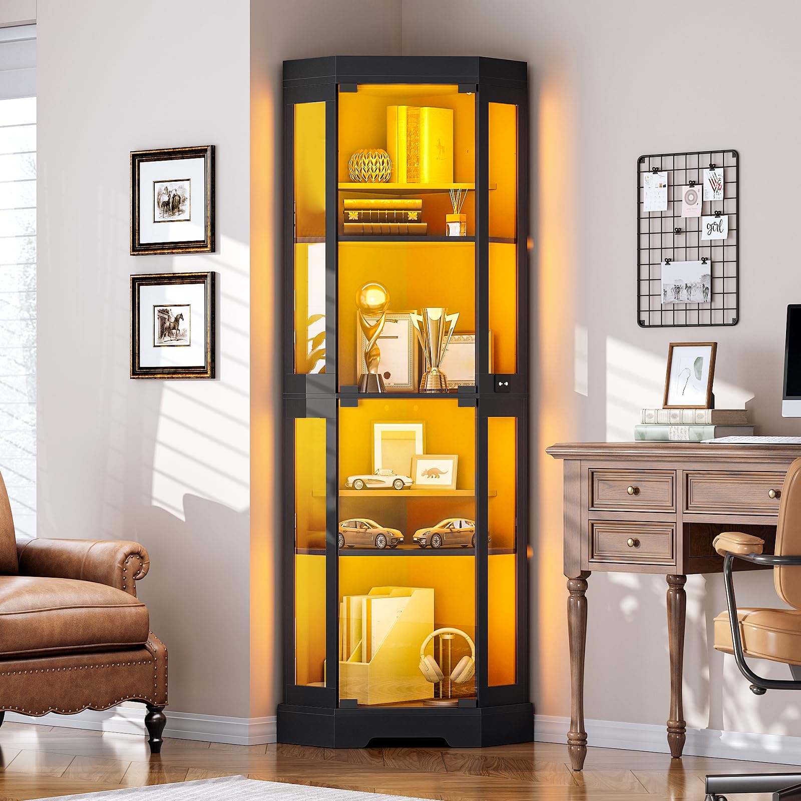 hoobro-storage-cabinets-vitrine-angle-noir-led-verre image 3
