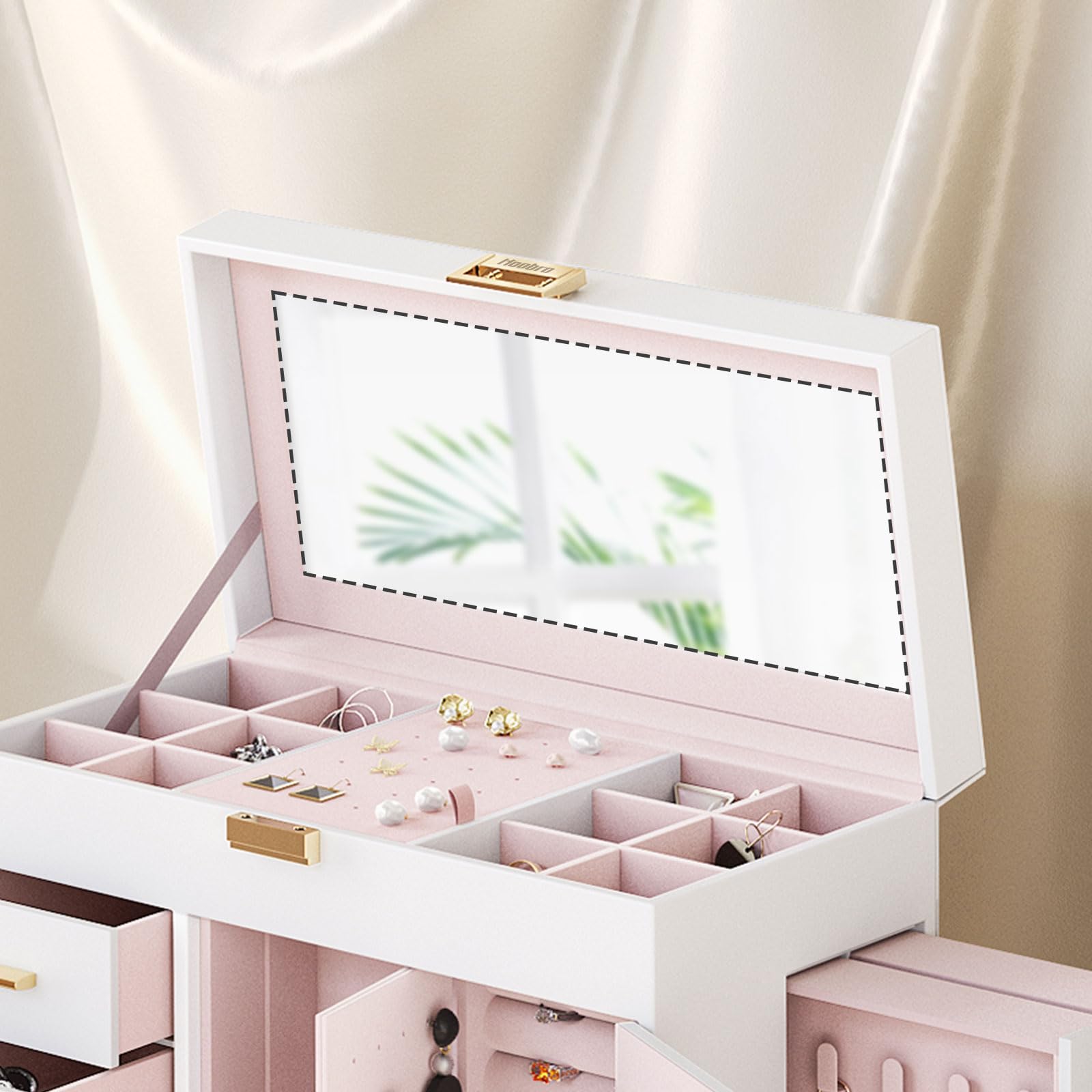 hoobro-bo-te-bijoux-blanche-verticale-miroir-velours image 6