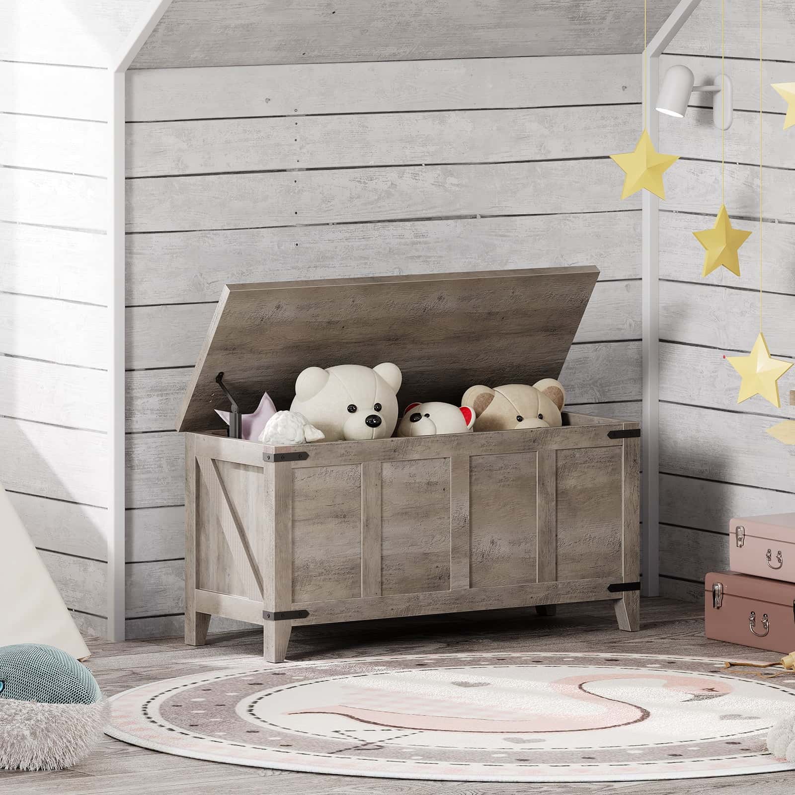 hoobro-coffre-de-rangement-greige-couvercle-pour-chambre image 2