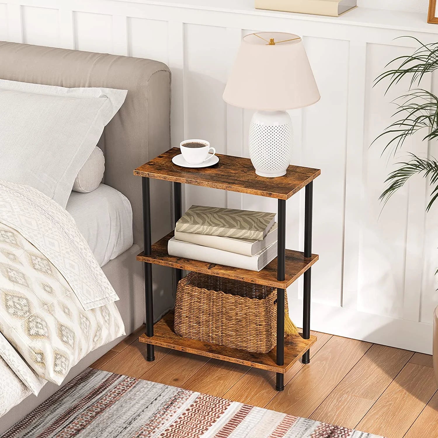 hoobro-side-tables-bout-de-canap-3-niveaux-marron image 5