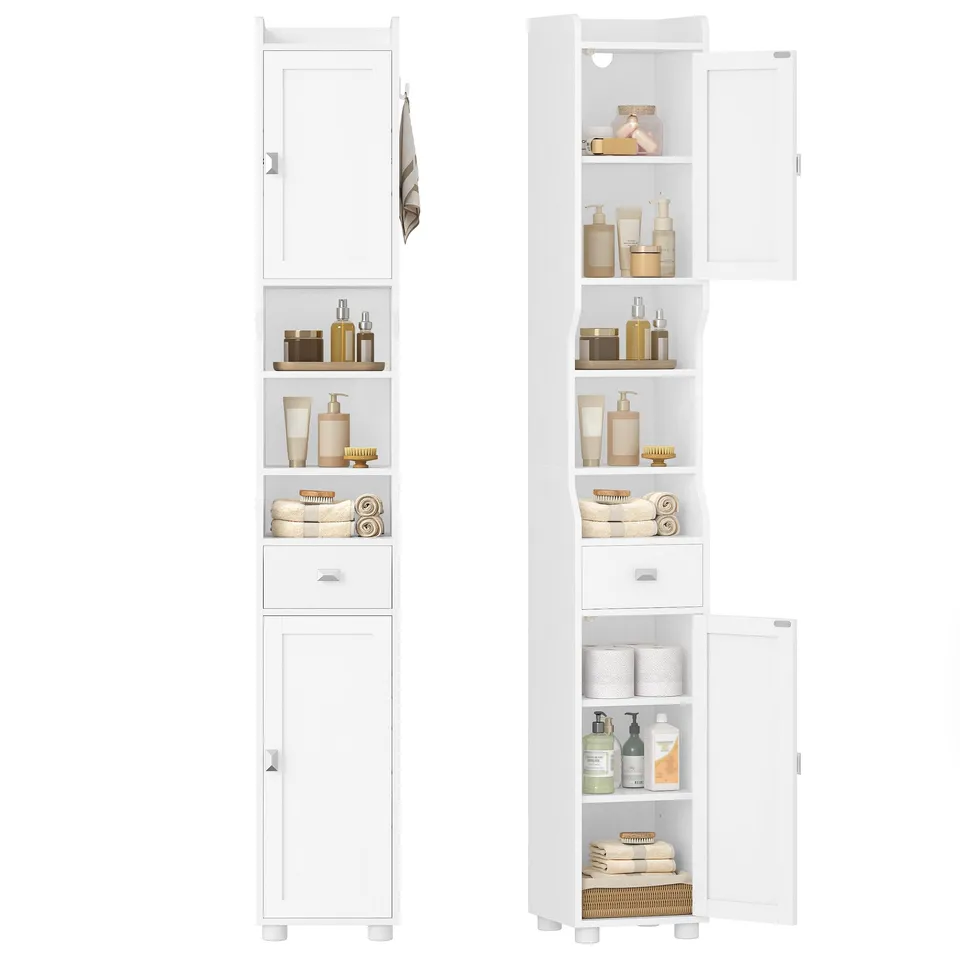 hexcelen-meuble-salle-de-bain-troit-28x28x180-blanc-tiroir image 1