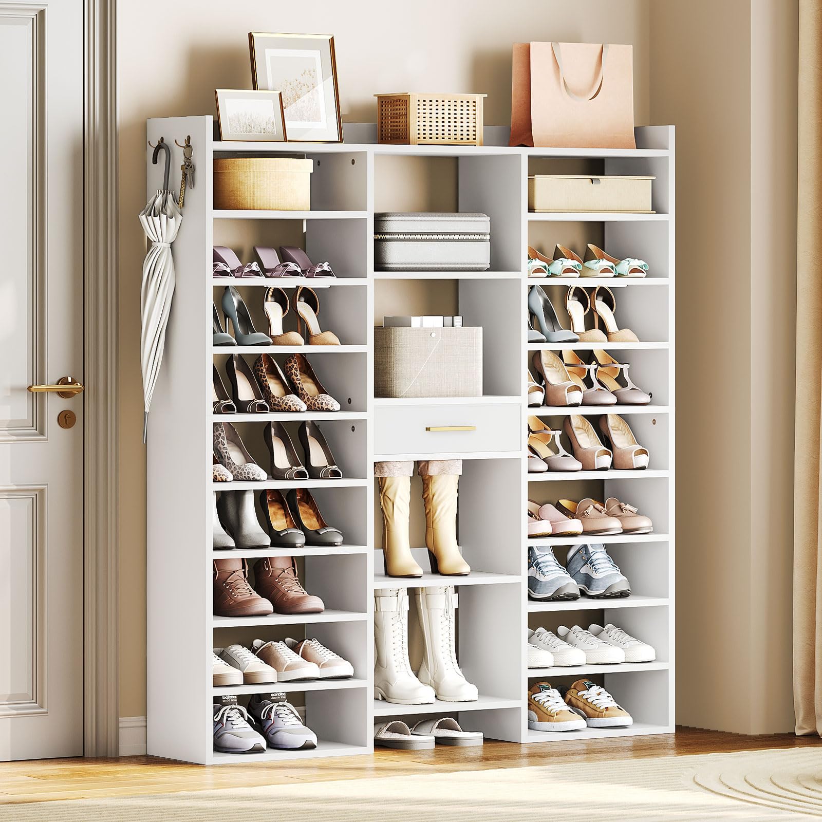 hoobro-shoe-racks-10-niveaux-meuble-chaussures-blanc-33-paires image 2