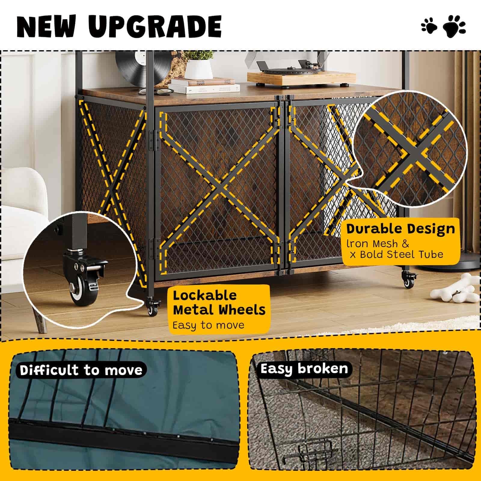 hoobro-pet-furniture-niche-chien-marron-roulettes-104-cm image 8