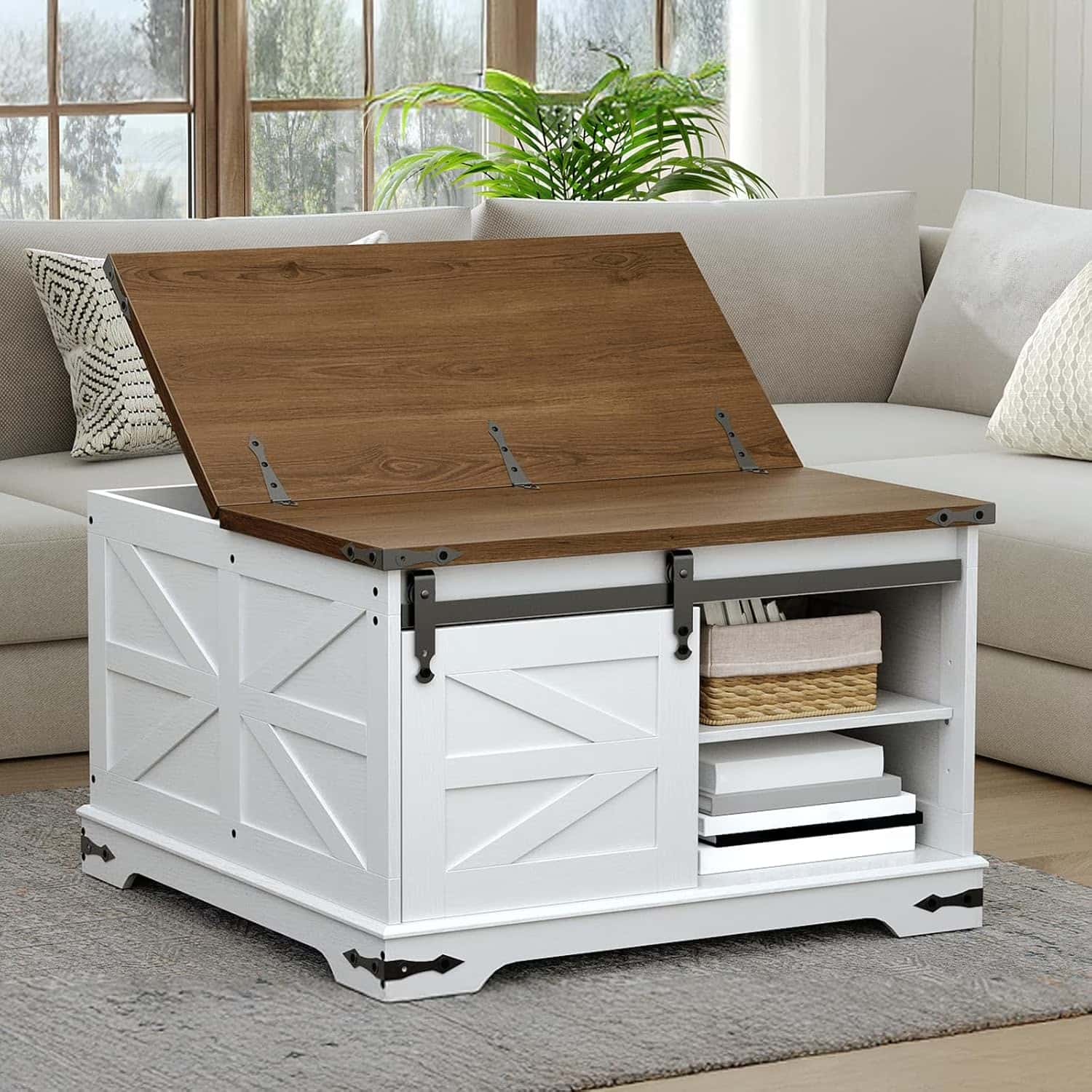 hoobro-coffee-tables-table-basse-blanche-plateau-relevable-carr-e image 2