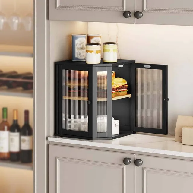 hoobro-kitchen-furniture-bo-te-pain-bambou-noire-2-tages image 1