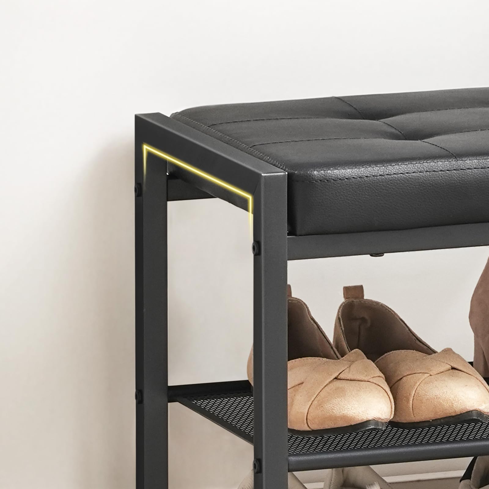 hoobro-shoe-racks-banc-range-chaussures-3-niveaux-noir-avec-coussin image 8