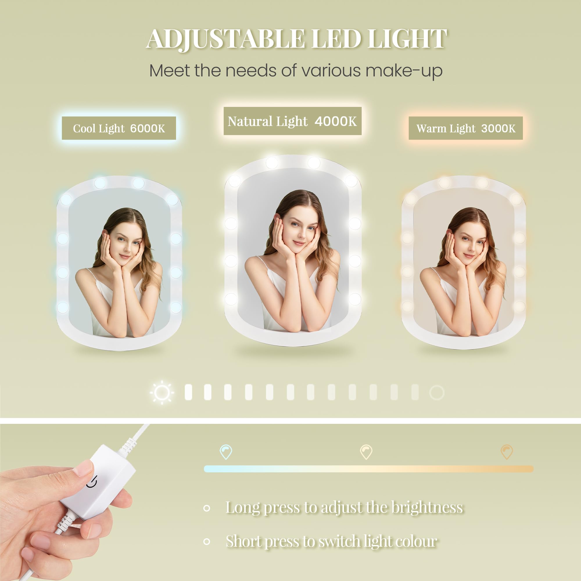 hexcelen-coiffeuse-miroir-ovale-led-table-maquillage-blanc-90-cm image 4