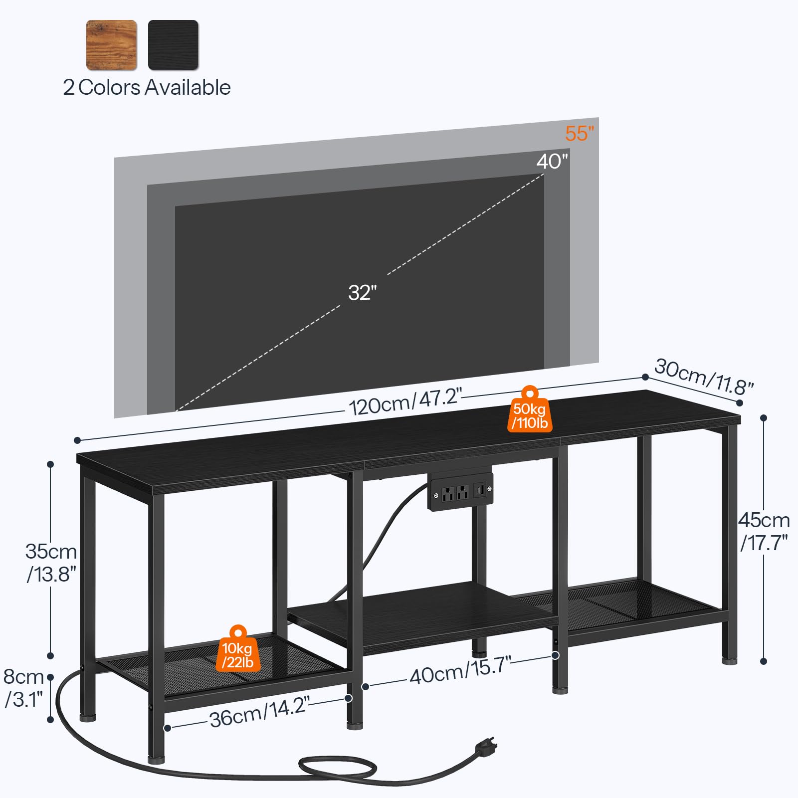 hoobro-meuble-tv-55-pouces-noir-led-avec-prises image 4