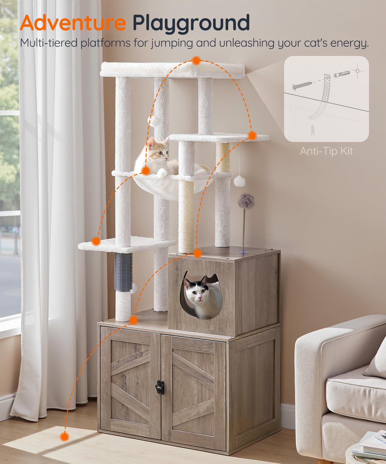 hoobro-pet-furniture-arbre-chat-greige-liti-re-sisal image 6
