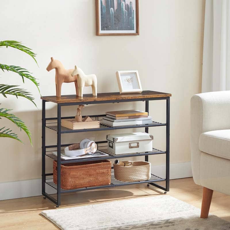 hoobro-shoe-racks-meuble-chaussures-marron-4-niveaux-12-paires image 2