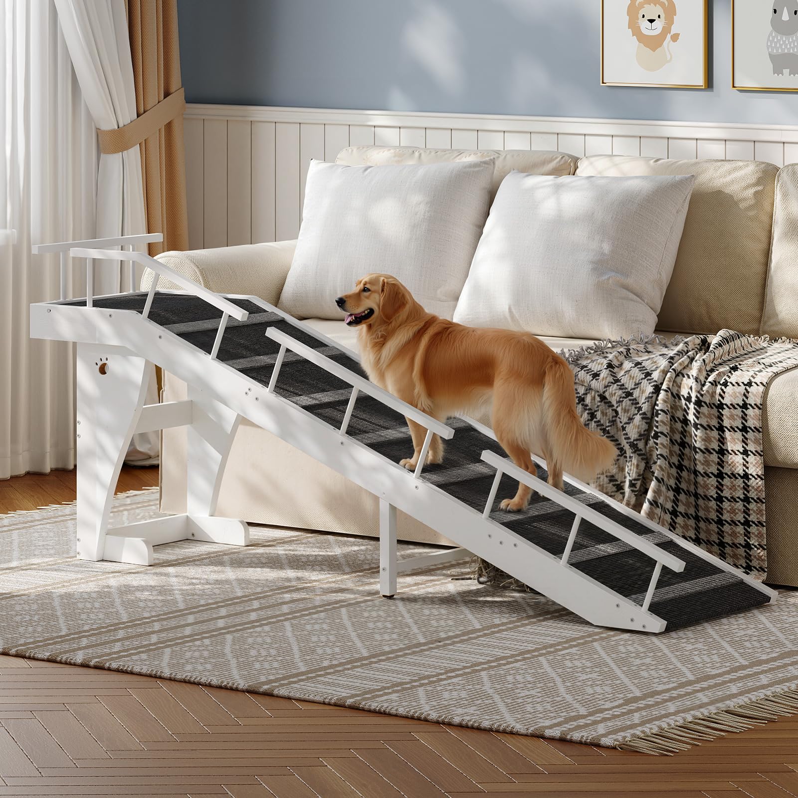 hoobro-pet-furniture-rampe-pour-chien-blanche-antidesliz-180-cm image 2