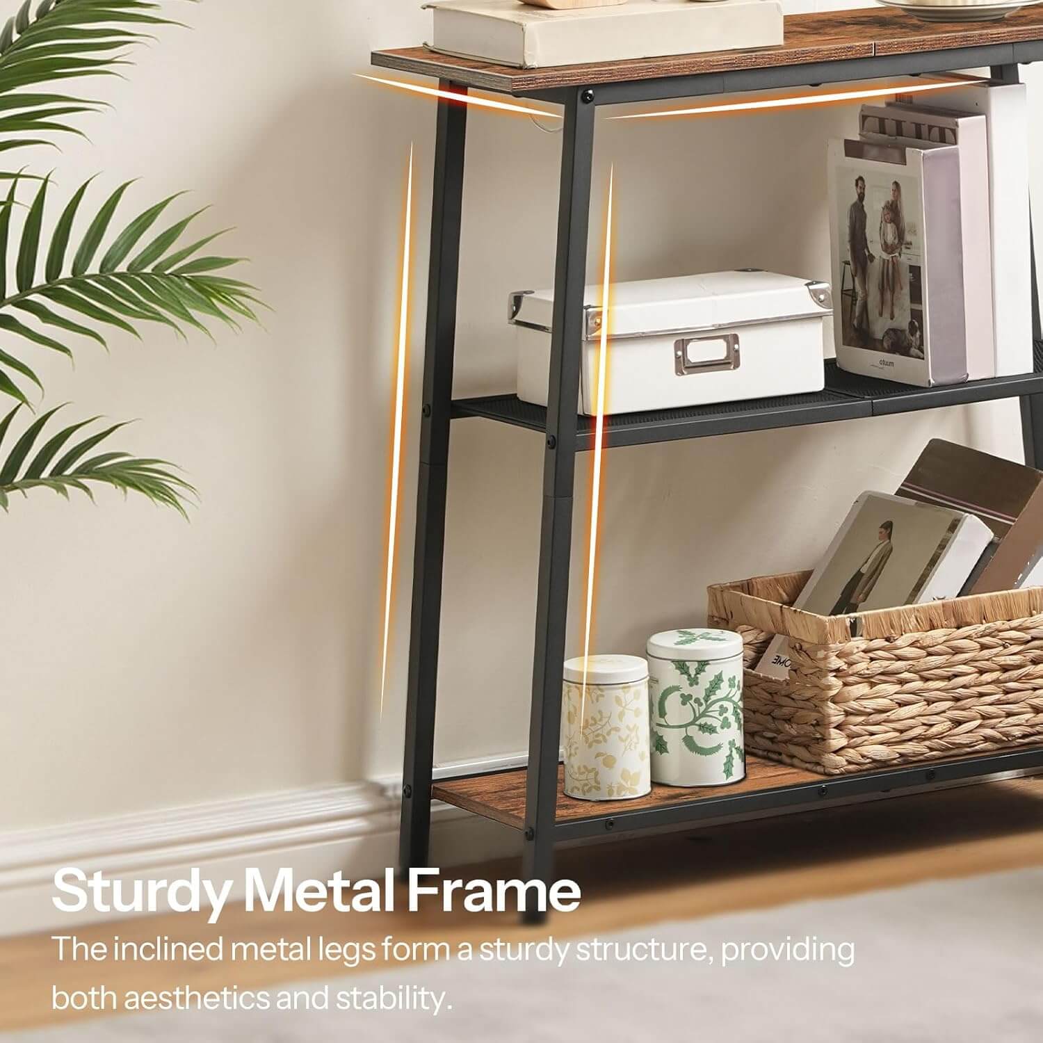 hoobro-console-table-console-entr-e-marron-3-niveaux-troite image 5