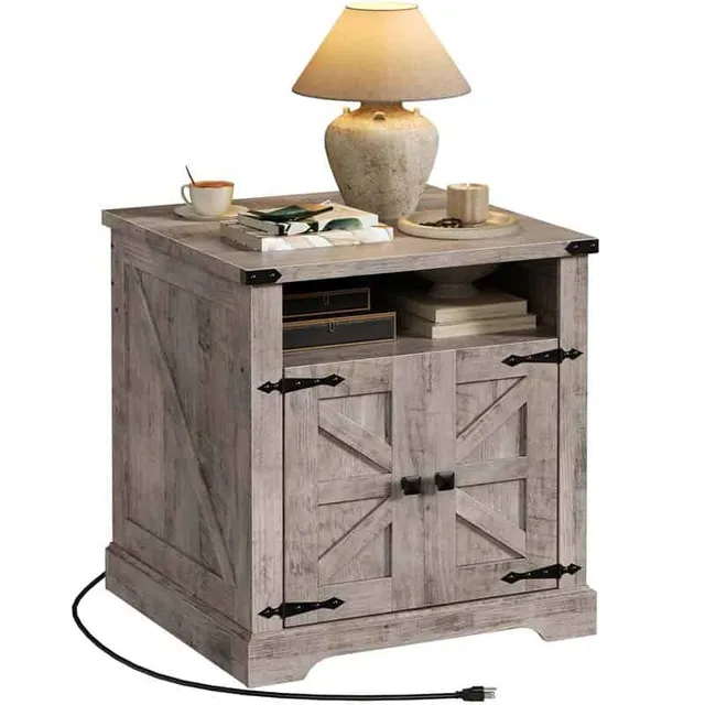 hoobro-nightstands-table-chevet-greige-60-cm-avec-prises image 1