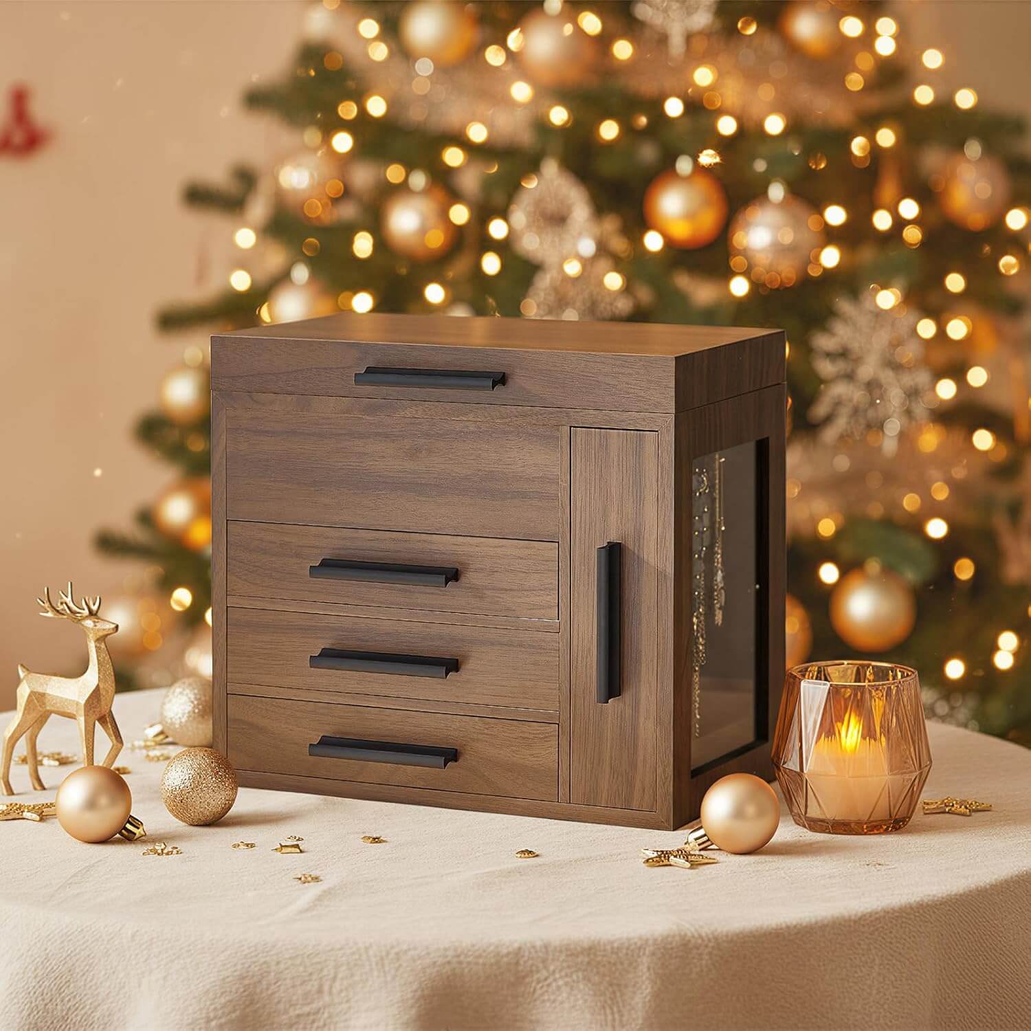 hoobro-jewelry-boxes-bo-te-bijoux-bois-noyer-miroir image 6
