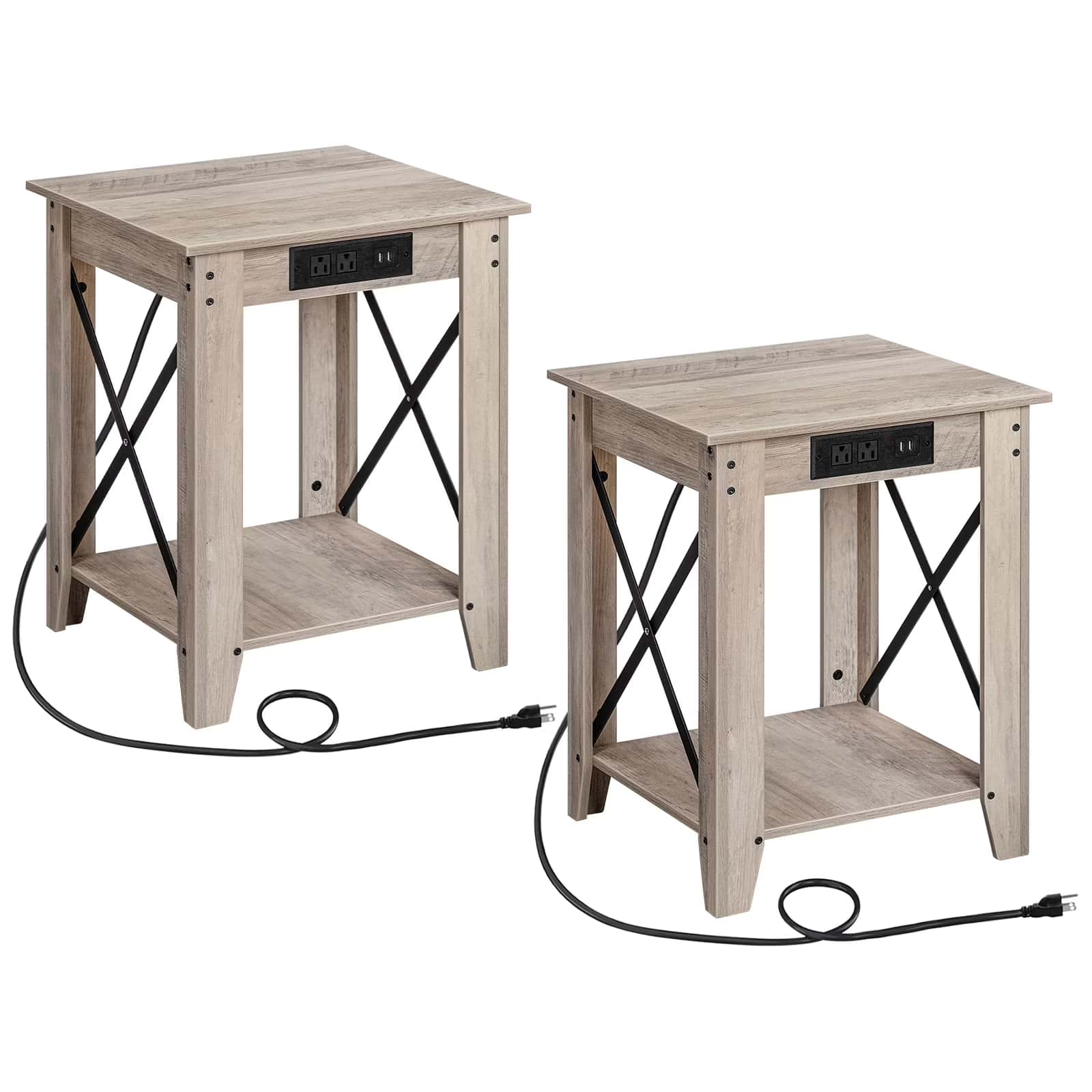 hoobro-table-d-appoint-industrielle-gr-ge-lot-de-2-usb image 3