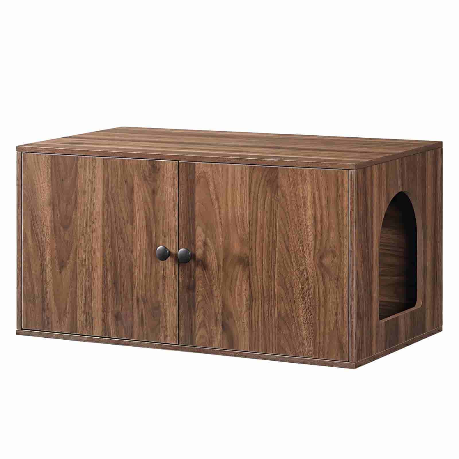 hoobro-meuble-liti-re-chat-bois-marron-banc-cach image 3