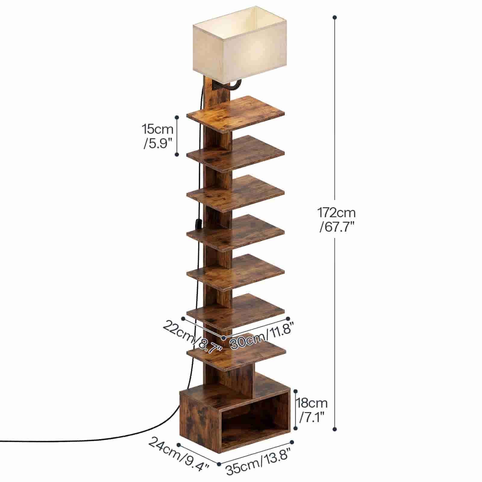 hoobro-bookshelves-biblioth-que-troite-9-niveaux-marron-avec-lumi-re image 3