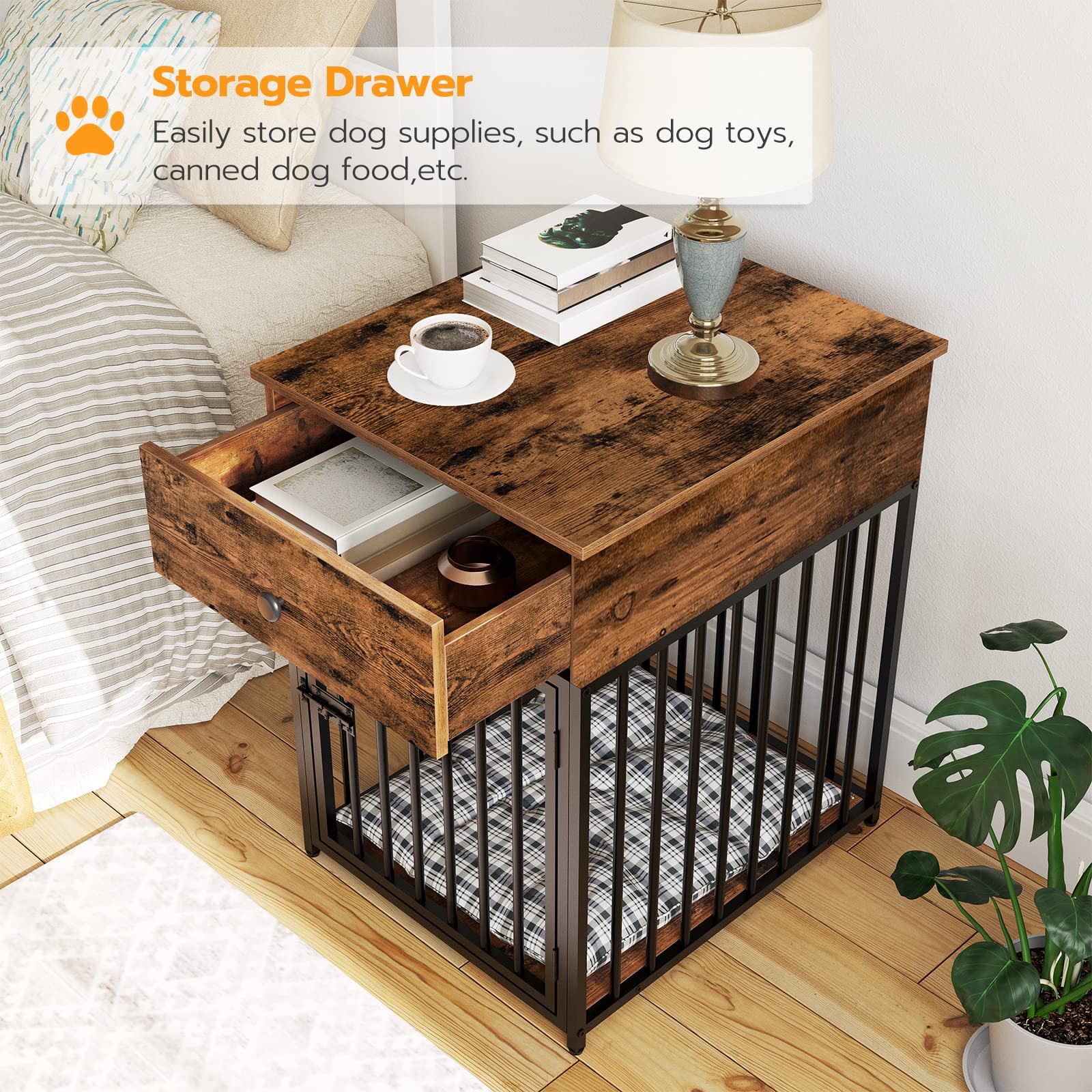 hoobro-pet-furniture-cage-chien-bois-marron-tiroir image 7