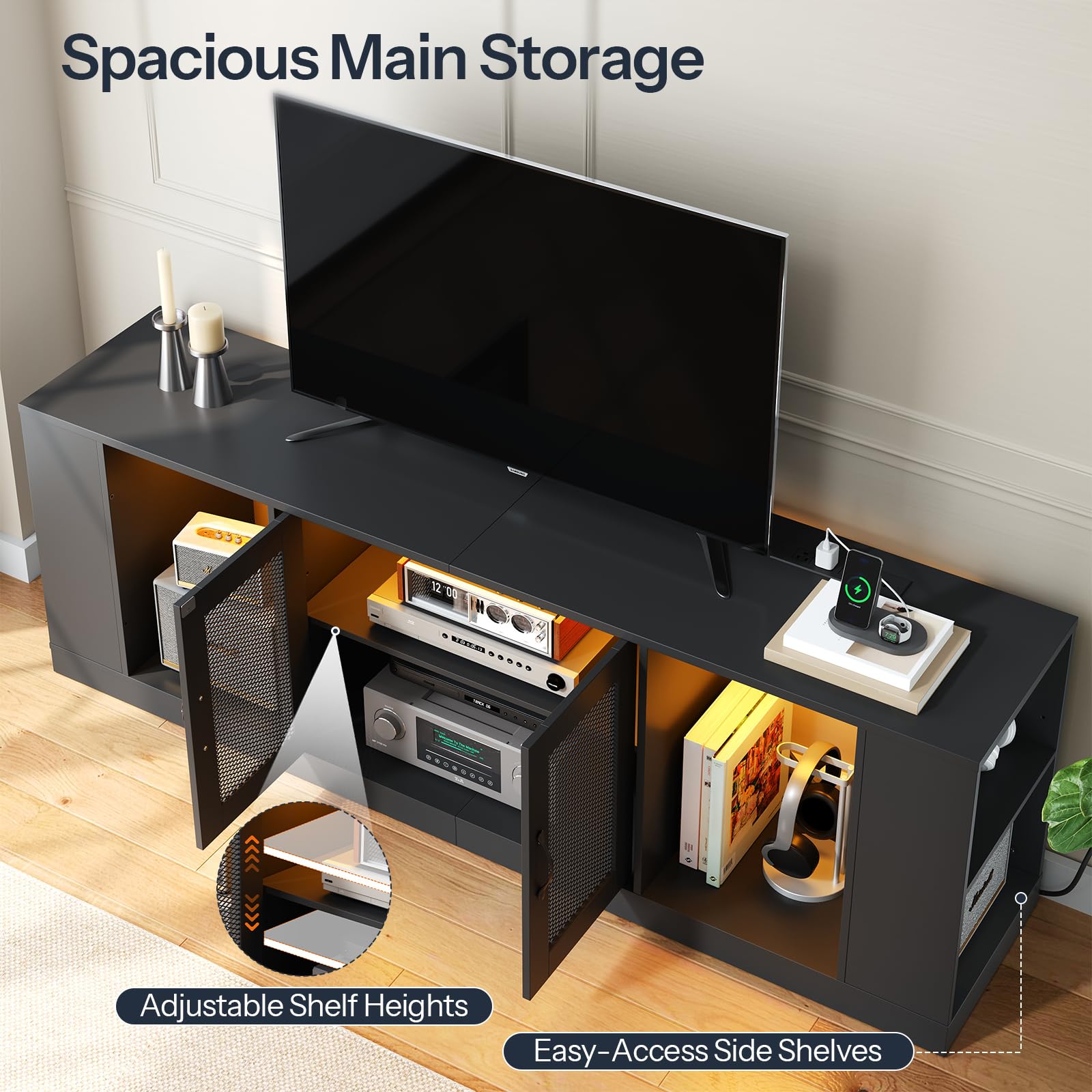 hoobro-meuble-tv-noir-avec-prise-et-led-70-pouces image 6