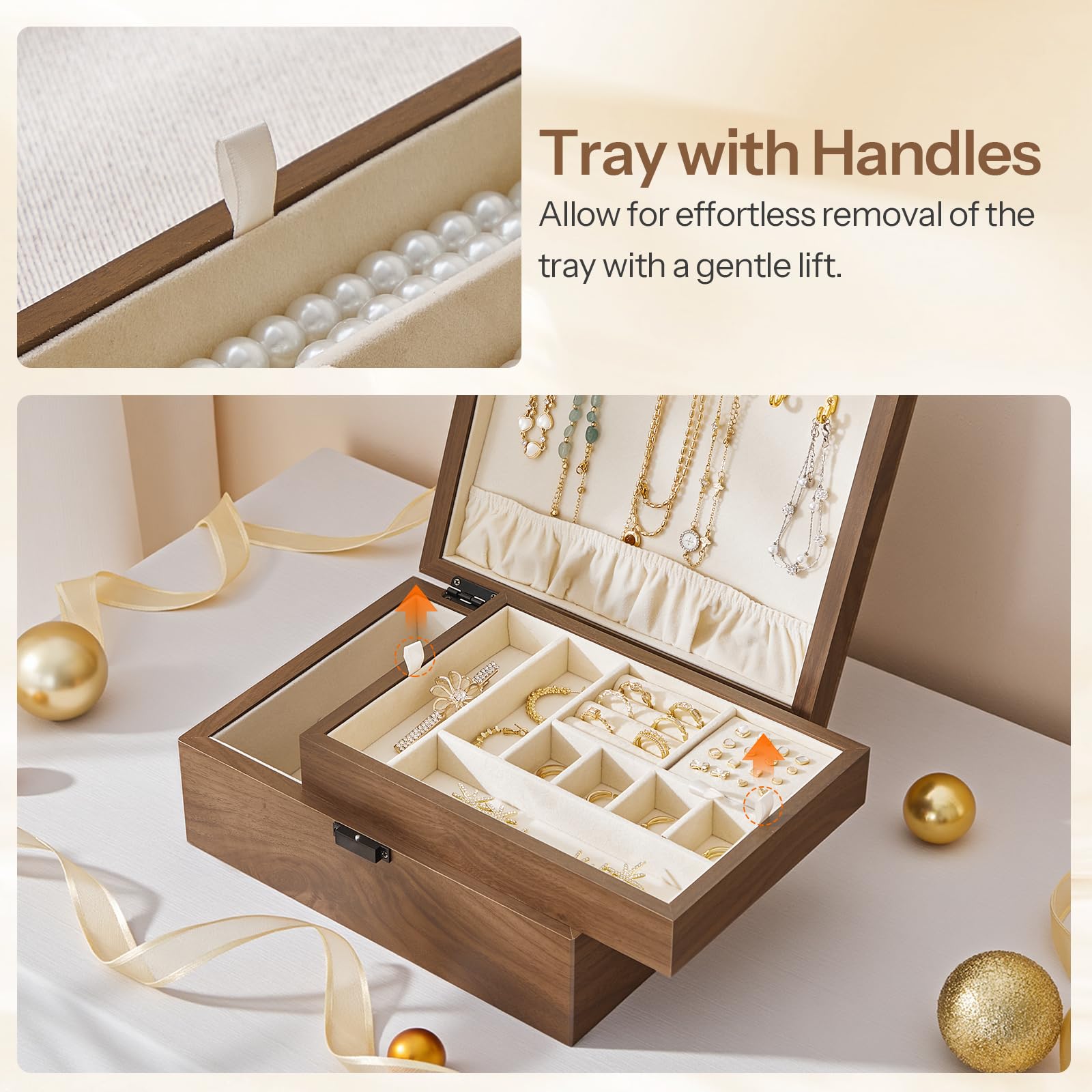 hoobro-jewelry-boxes-bo-te-bijoux-bois-noyer-2-tages-plateau-amovible image 8