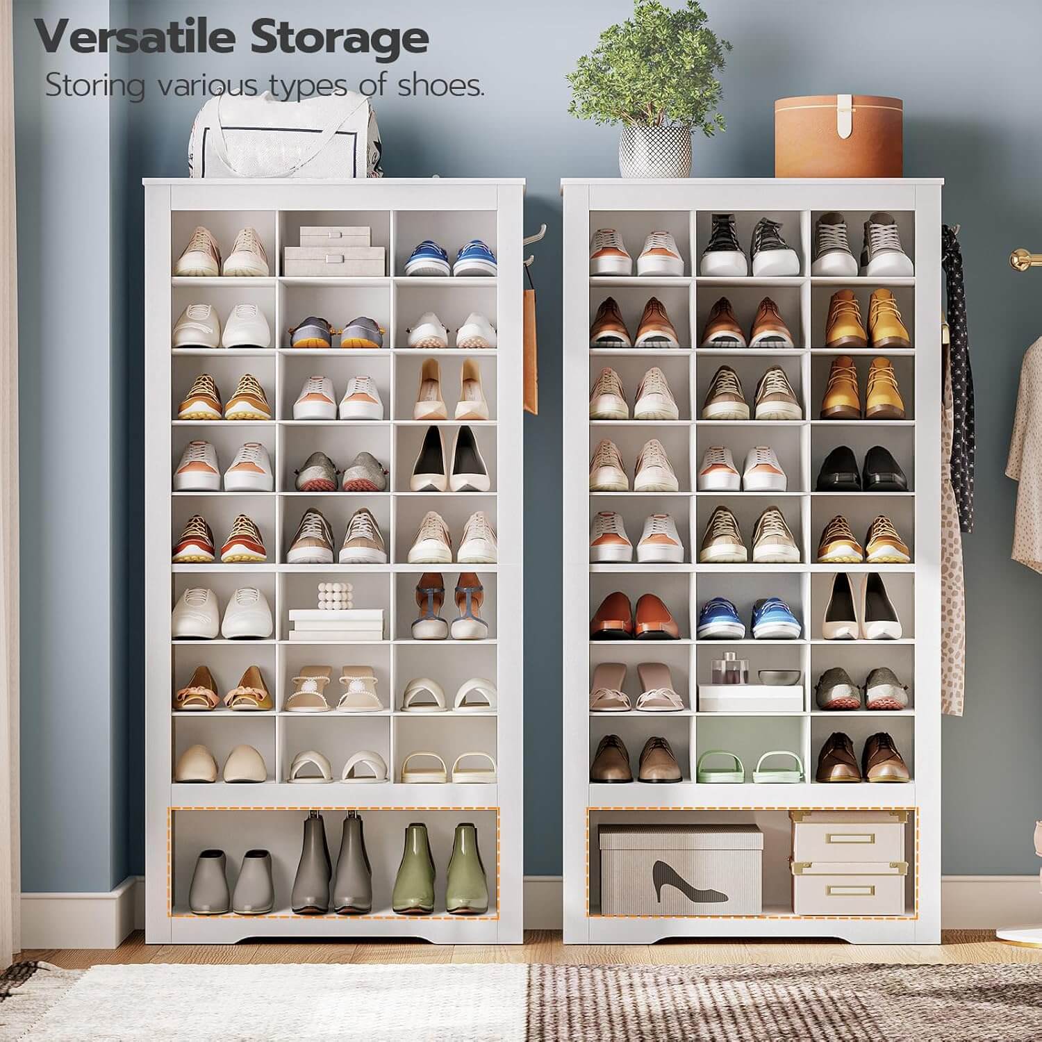 hoobro-shoe-racks-armoire-chaussures-24-cases-blanc-9-niveaux image 4