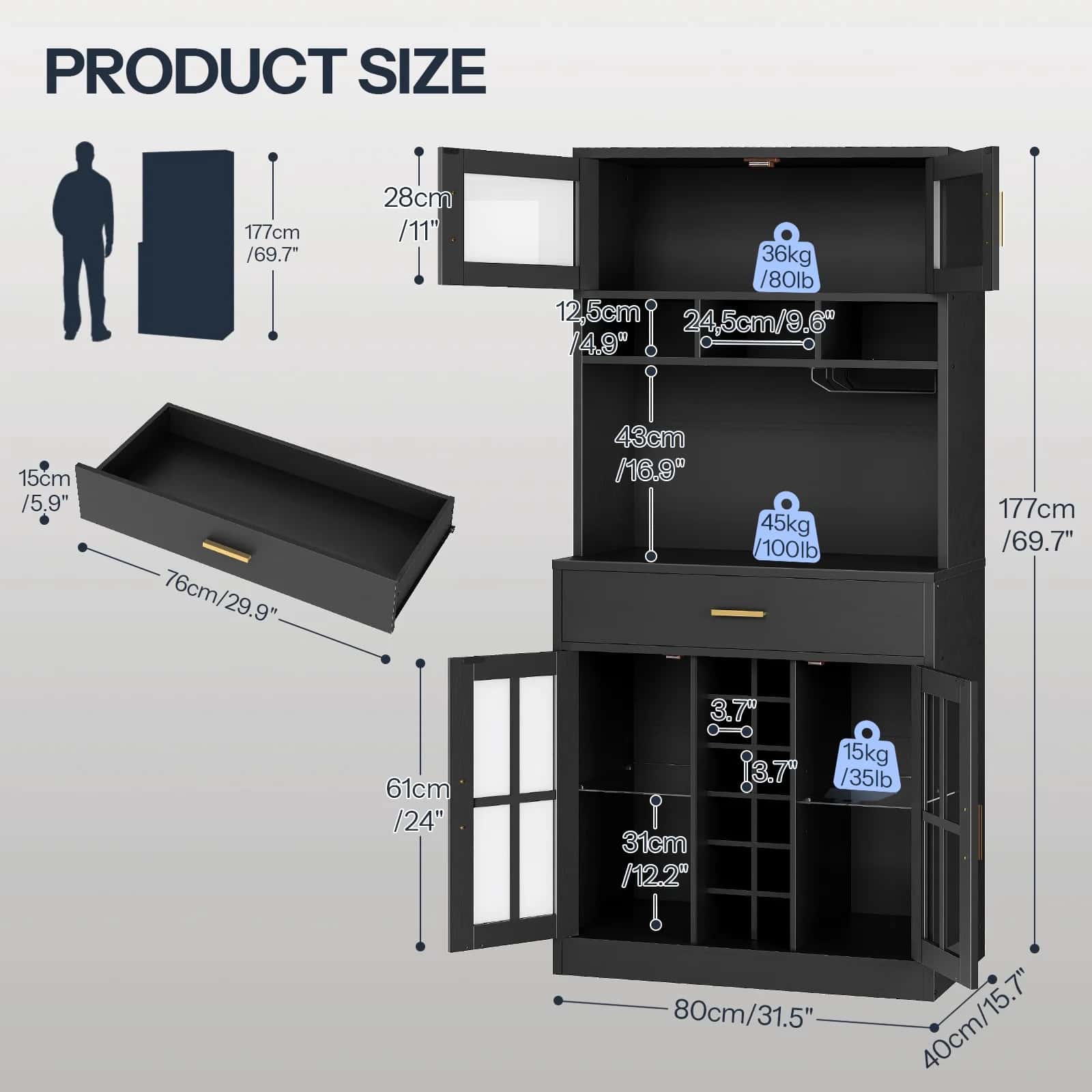 hoobro-kitchen-furniture-meuble-bar-cuisine-noir-led-porte-verres image 3