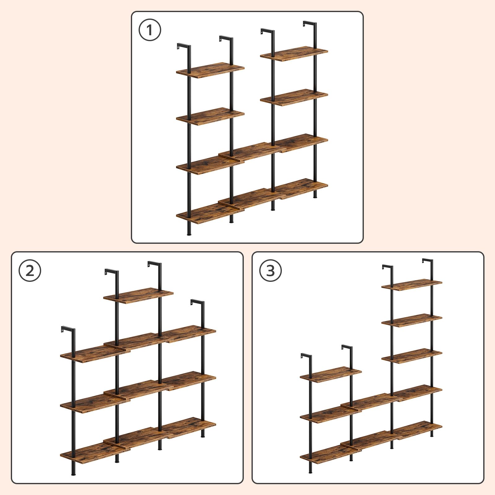 hoobro-ladder-shelves-tag-re-chelle-bois-marron-5-niveaux image 8