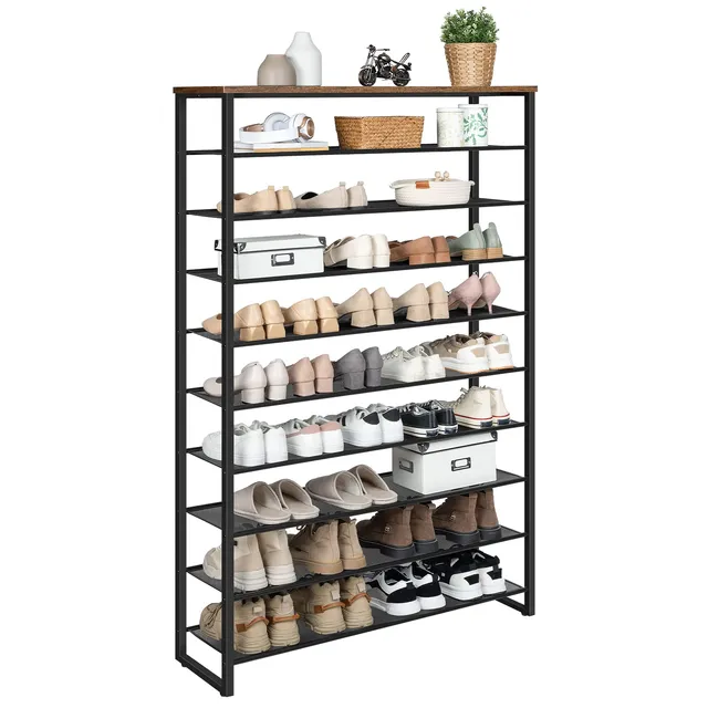 hoobro-shoe-racks-meuble-chaussures-marron-10-niveaux-50-paires image 1