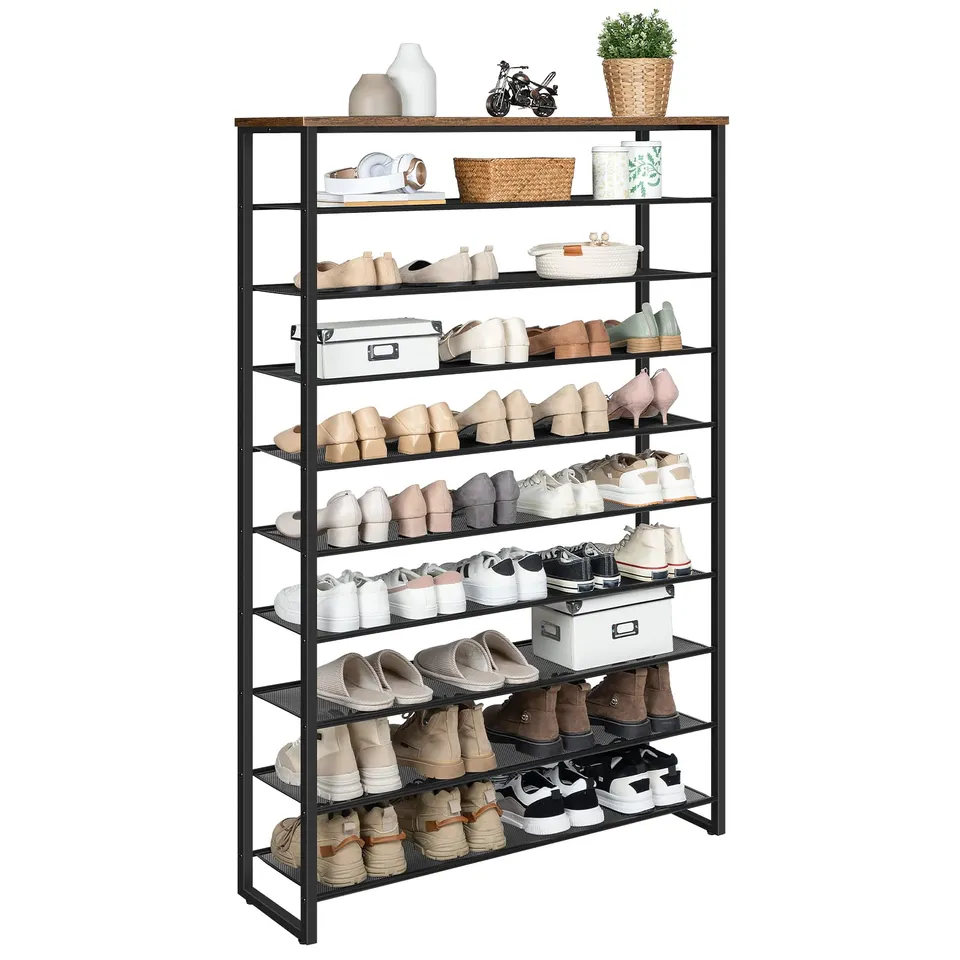 hoobro-shoe-racks-meuble-chaussures-marron-10-niveaux-50-paires image 1
