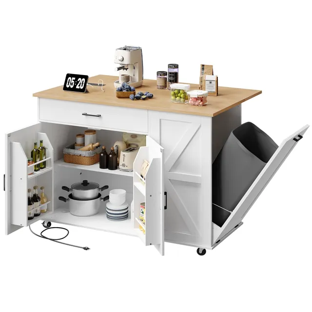hoobro-kitchen-furniture-lot-cuisine-blanc-roulettes-2 image 1
