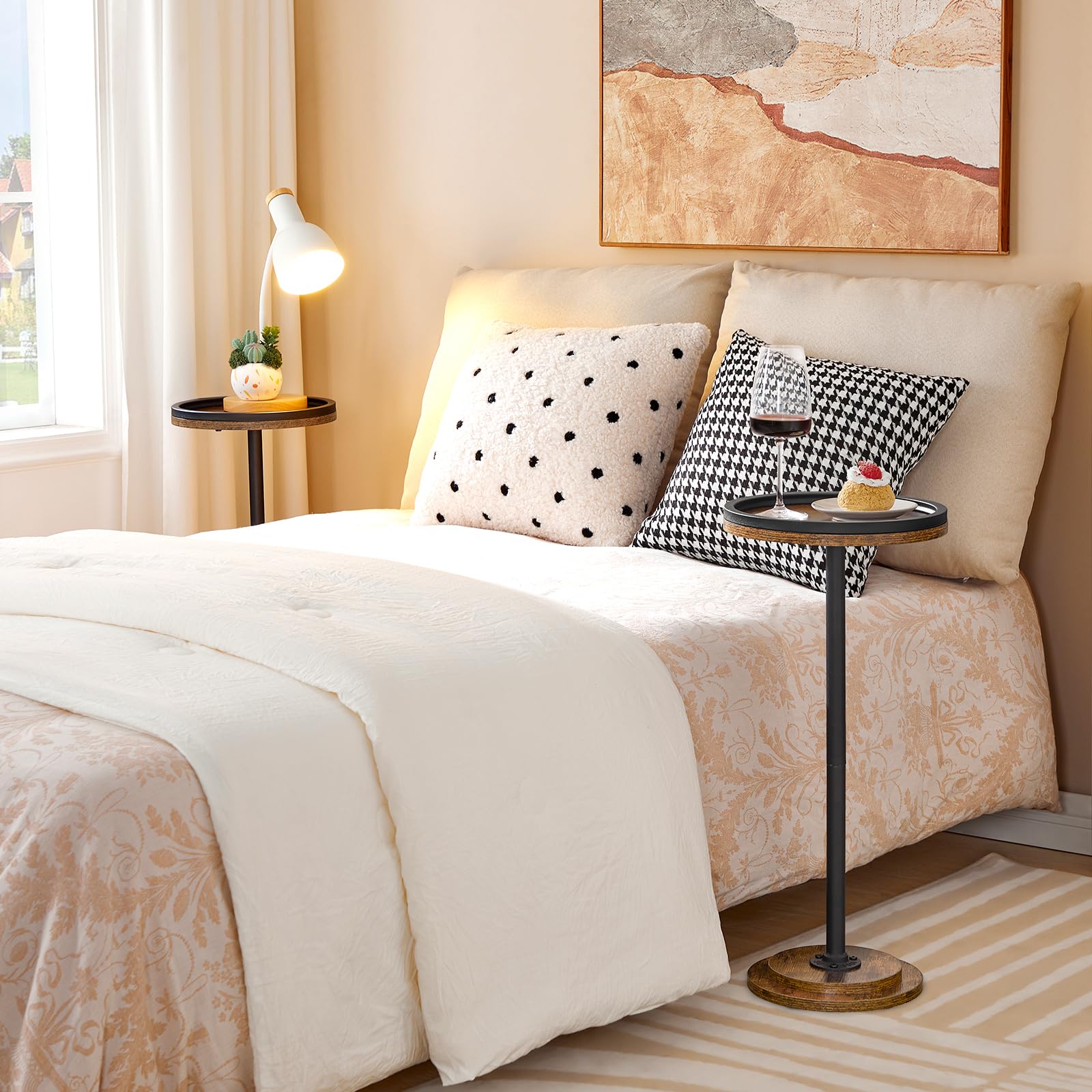 hoobro-side-tables-petite-table-d-appoint-ronde-marron-caf image 4