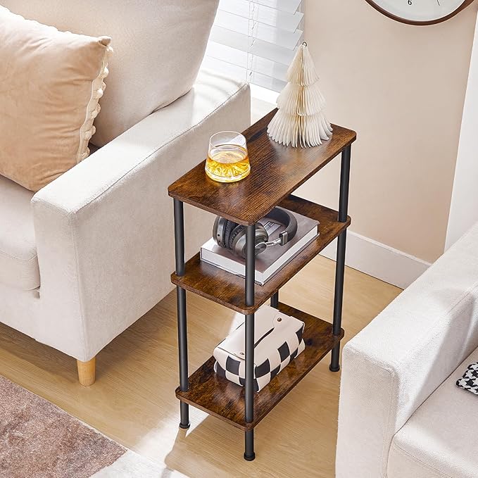 hoobro-side-tables-table-d-appoint-3-niveaux-marron-troite image 2