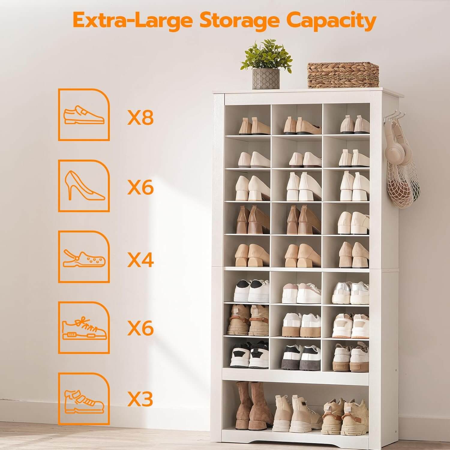 hoobro-shoe-racks-armoire-chaussures-24-cases-blanc-9-niveaux image 5