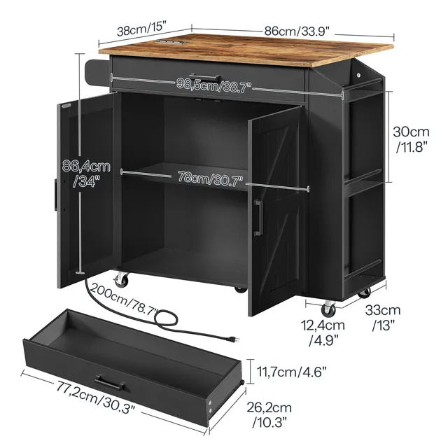 hoobro-kitchen-furniture-lot-cuisine-plan-rabattable-noir image 1