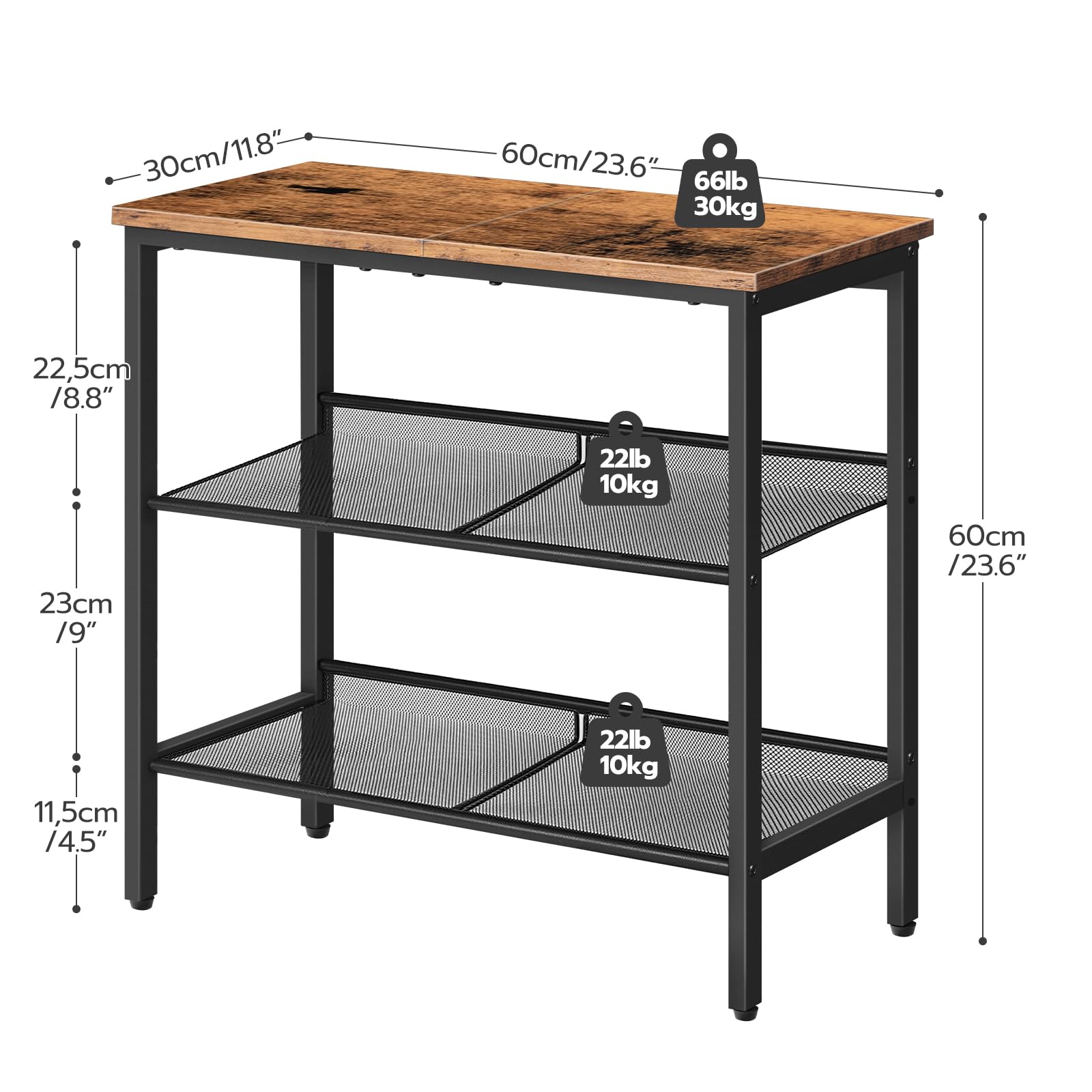 hoobro-bf23bz01g1-table-appoint-marron-3-niveaux image 3