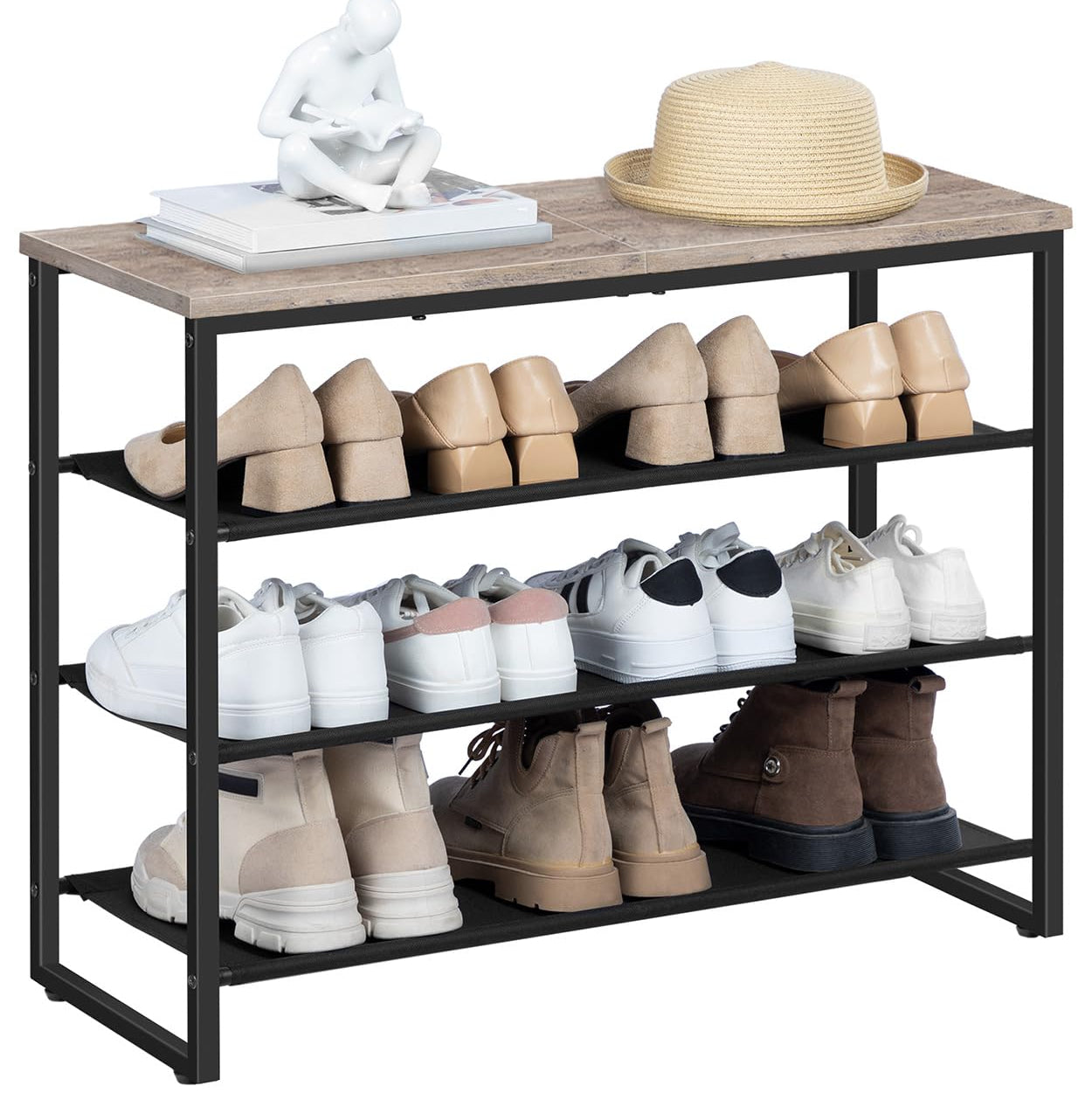 hoobro-shoe-racks-meuble-chaussures-4-niveaux-greige-tissu image 3