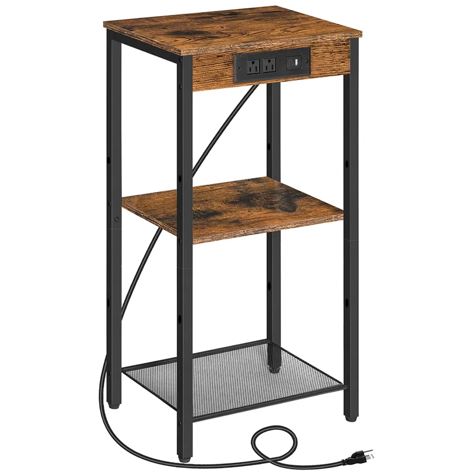 hoobro-side-tables-bout-canap-haut-marron-usb image 1