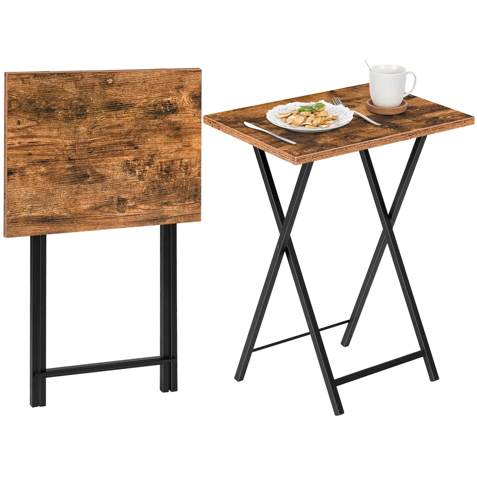 hoobro-tv-tray-tables-pliantes-marron-lot-de-2-plateaux-tv image 1