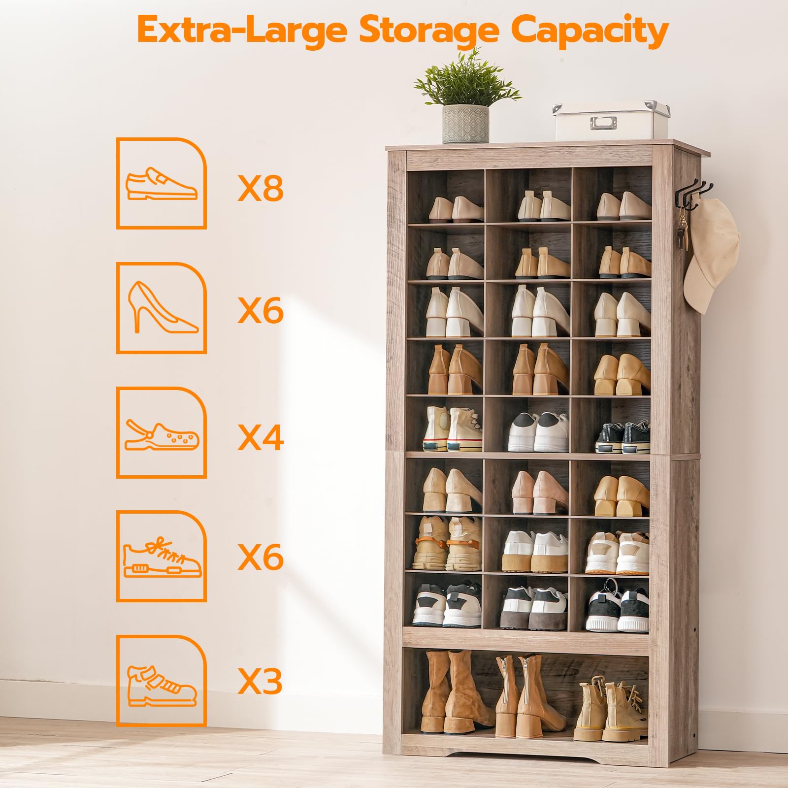 hoobro-shoe-racks-meuble-chaussures-greige-9-niveaux-24-cases image 5