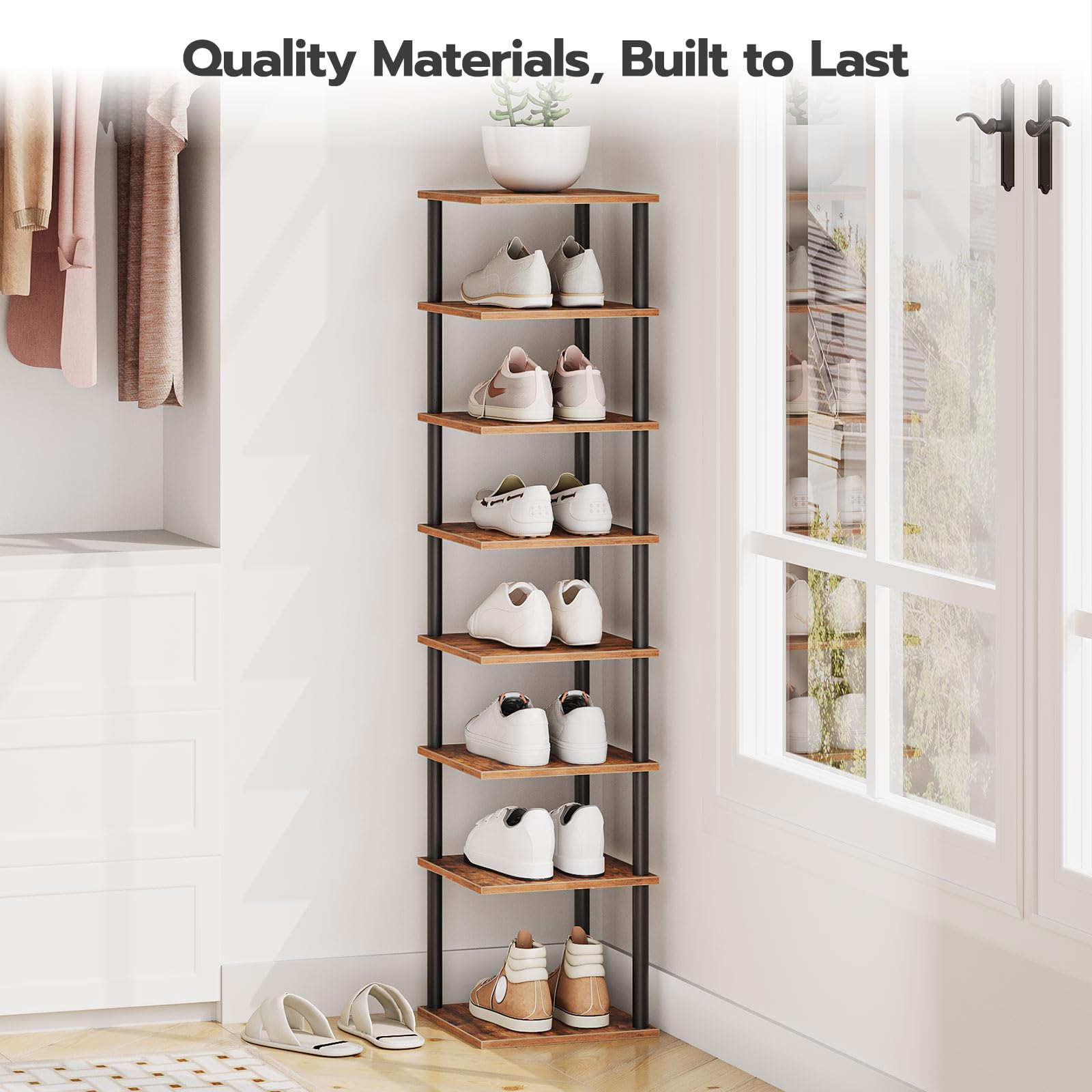 hoobro-shoe-racks-8-tier-meuble-chaussures-marron-2 image 4