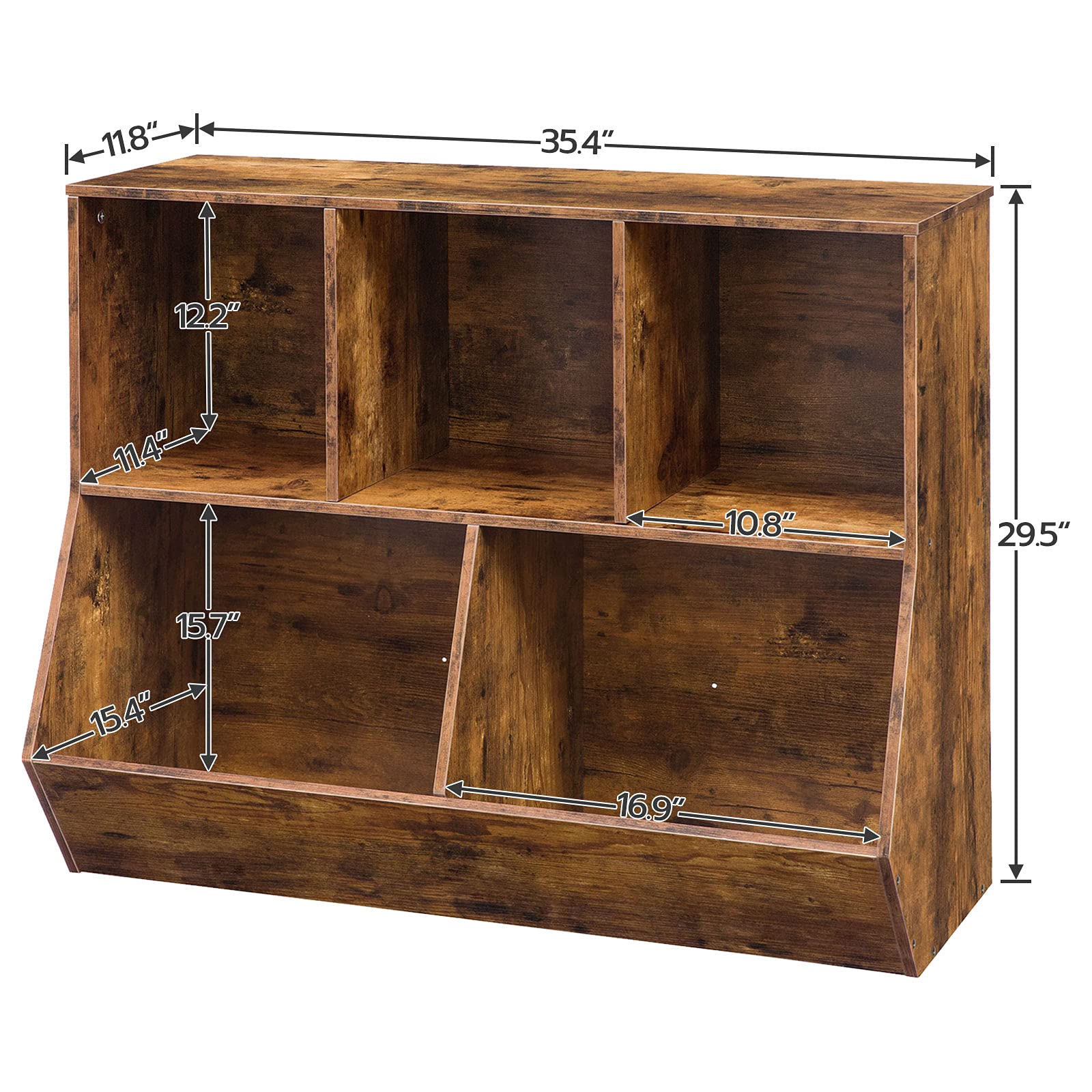 hoobro-kid-s-furniture-biblioth-que-enfant-marron-90-cm-3-casiers image 3