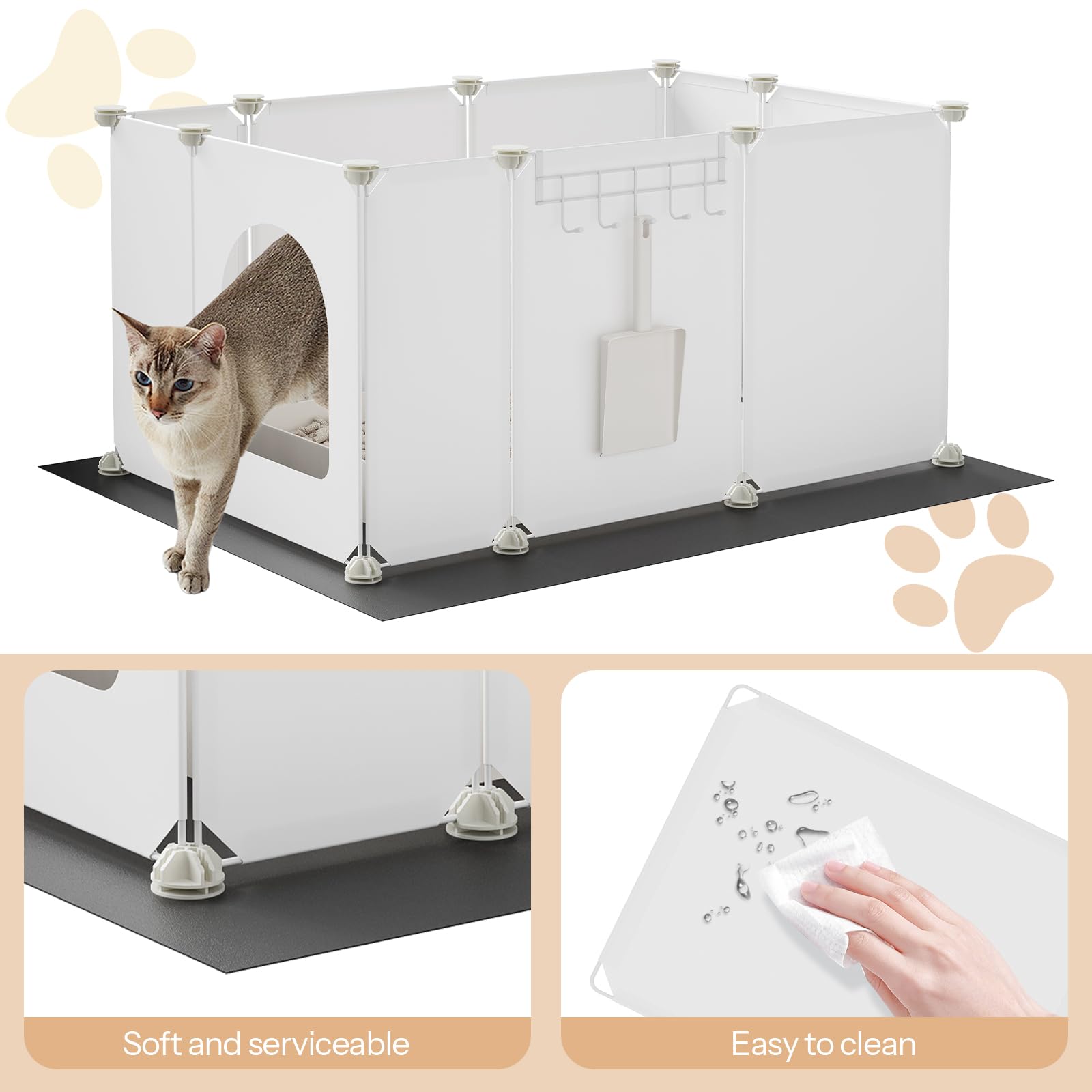 hoobro-pet-furniture-meuble-liti-re-chat-blanc-avec-tapis image 6