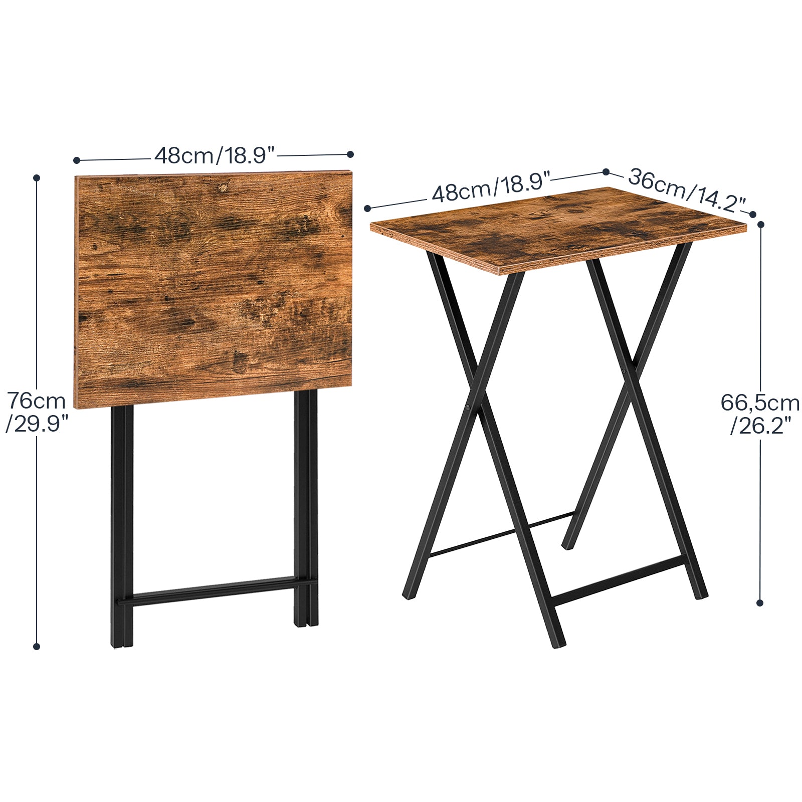 hoobro-tv-tray-tables-pliantes-marron-lot-de-2-plateaux-tv image 3